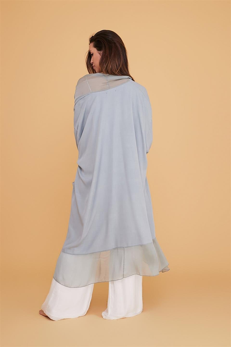 Italyan Ipek Detaylı Oversize Kaftan & Bluz
