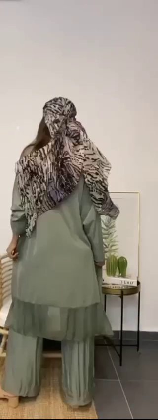 Italyan Ipek Detaylı Oversize Kap Bluz- Wes Pantolon Takım