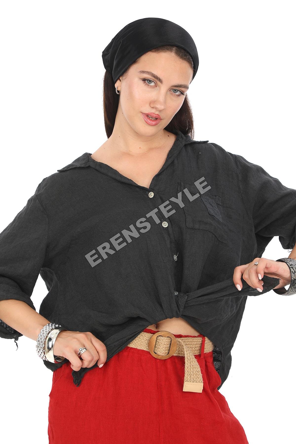İtalyan Kemerli Keten Pantolon