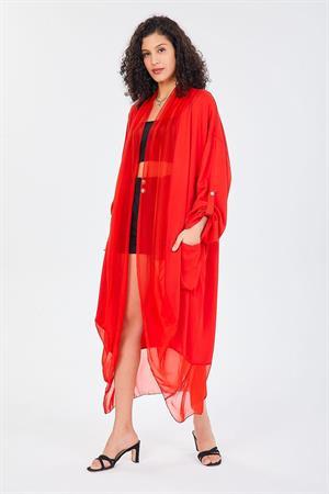 Itayan Ipek Detaylı Oversize Kaftan