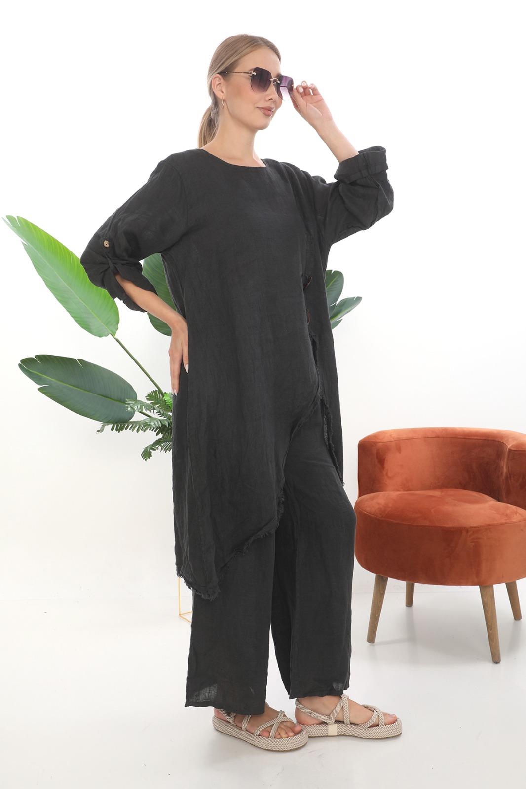 Kadın Asimetrik Keten Takım 