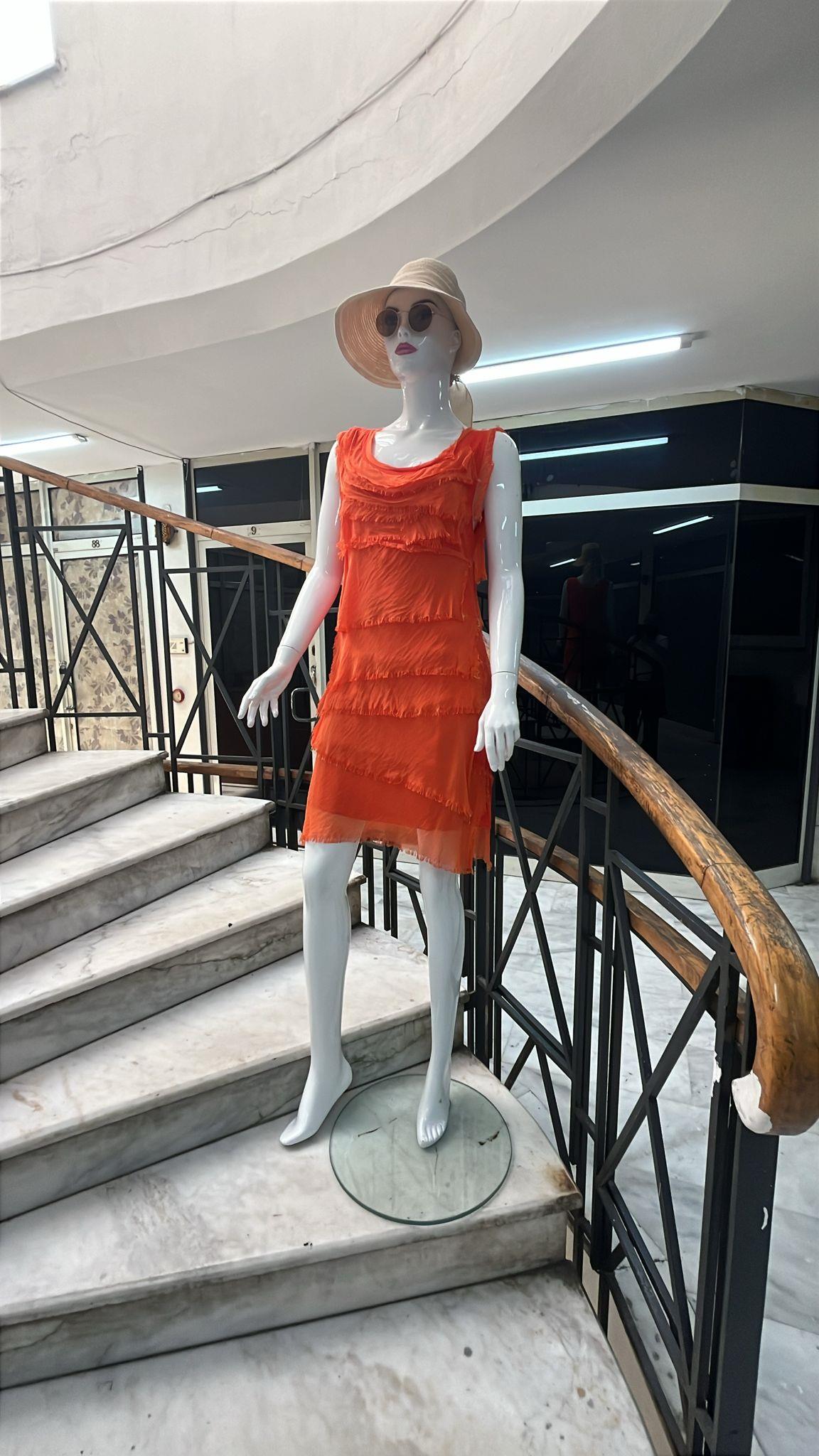 Kat Kat Taşlanmış Mini İpek Elbise