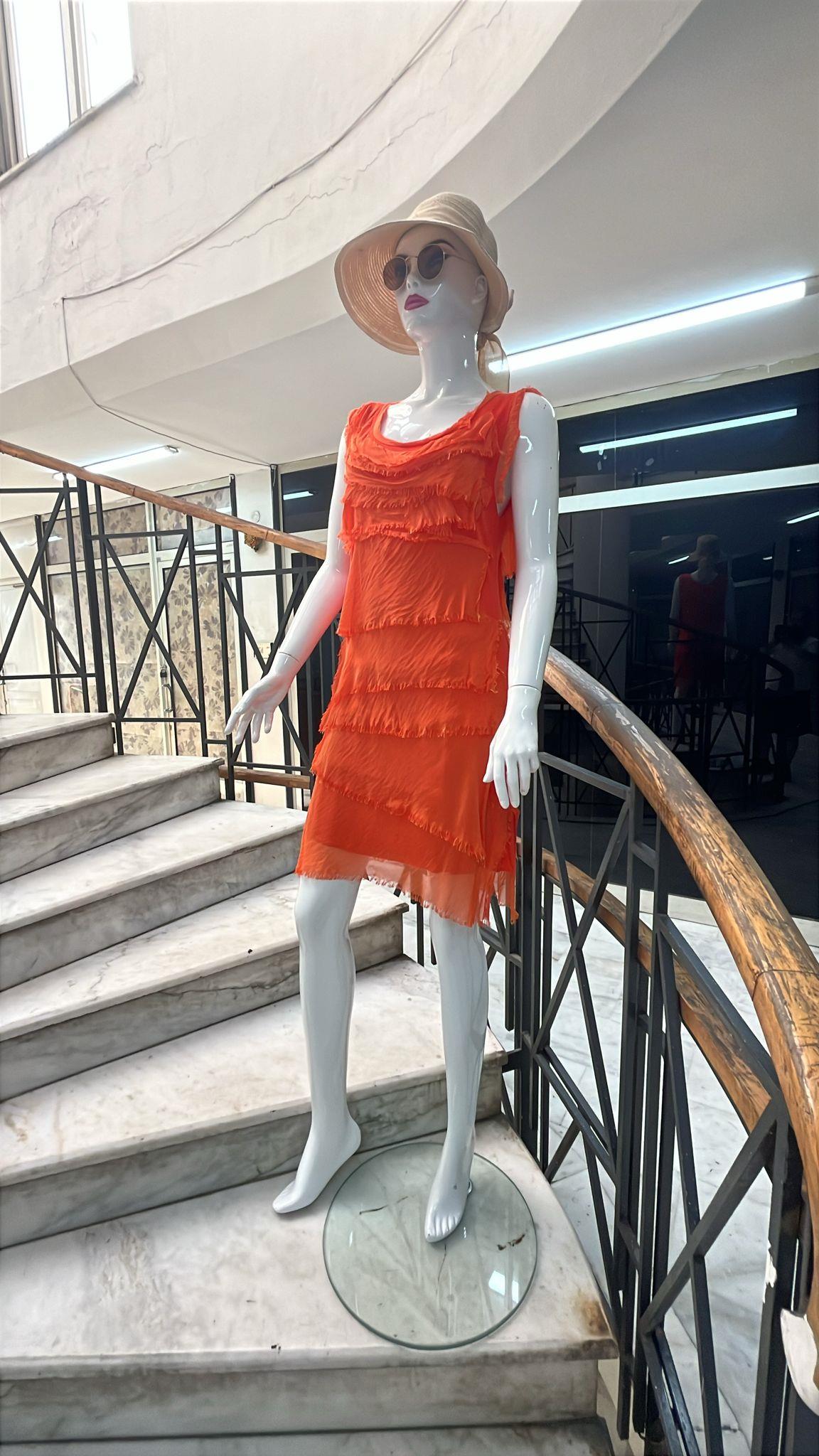 Kat Kat Taşlanmış Mini İpek Elbise