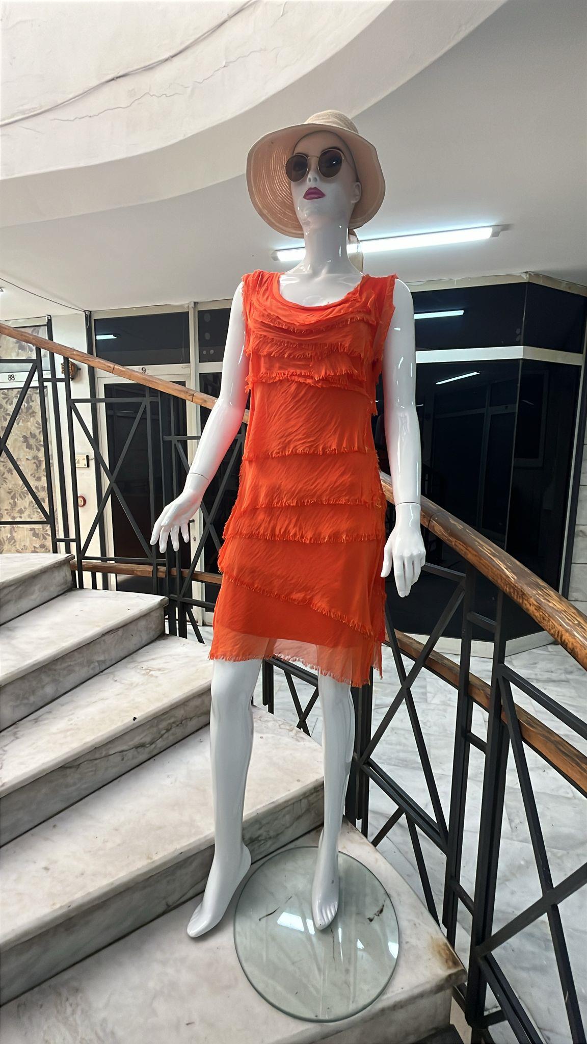 Kat Kat Taşlanmış Mini İpek Elbise