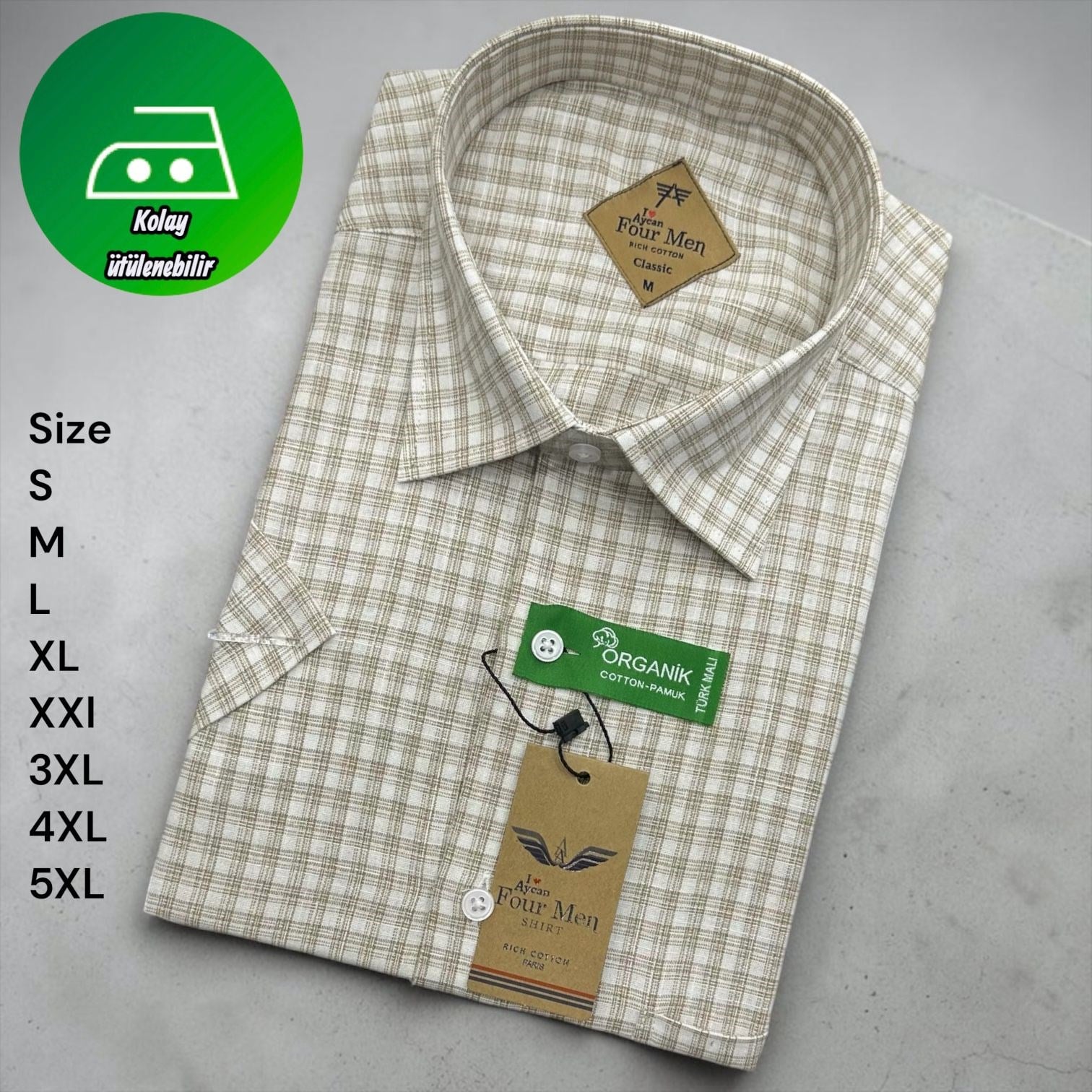 Linen Keten Klasik %100 Cotton Kısa Kollu Terletmeyen Gömlek 