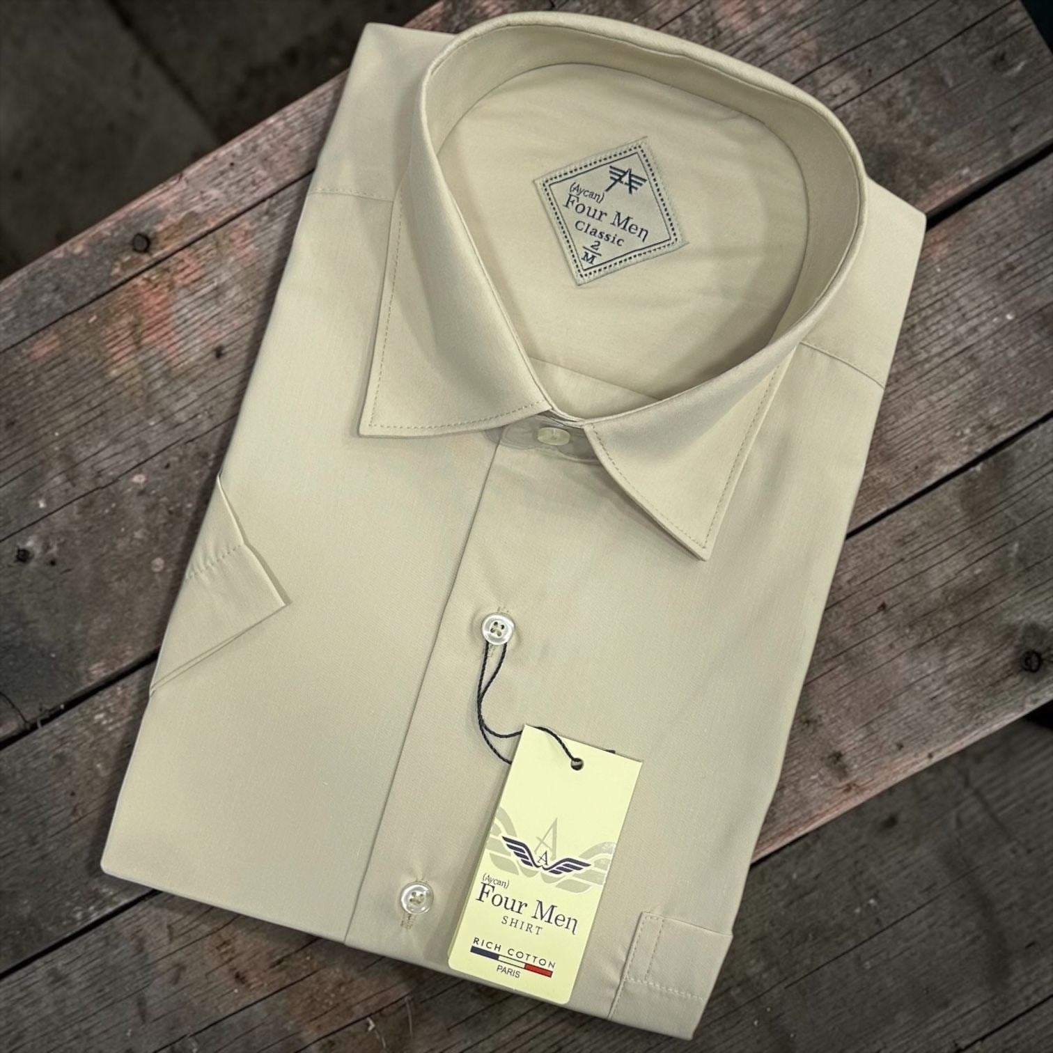 Linen Keten Klasik %100 Cotton Kısa Kollu Terletmeyen Gömlek 