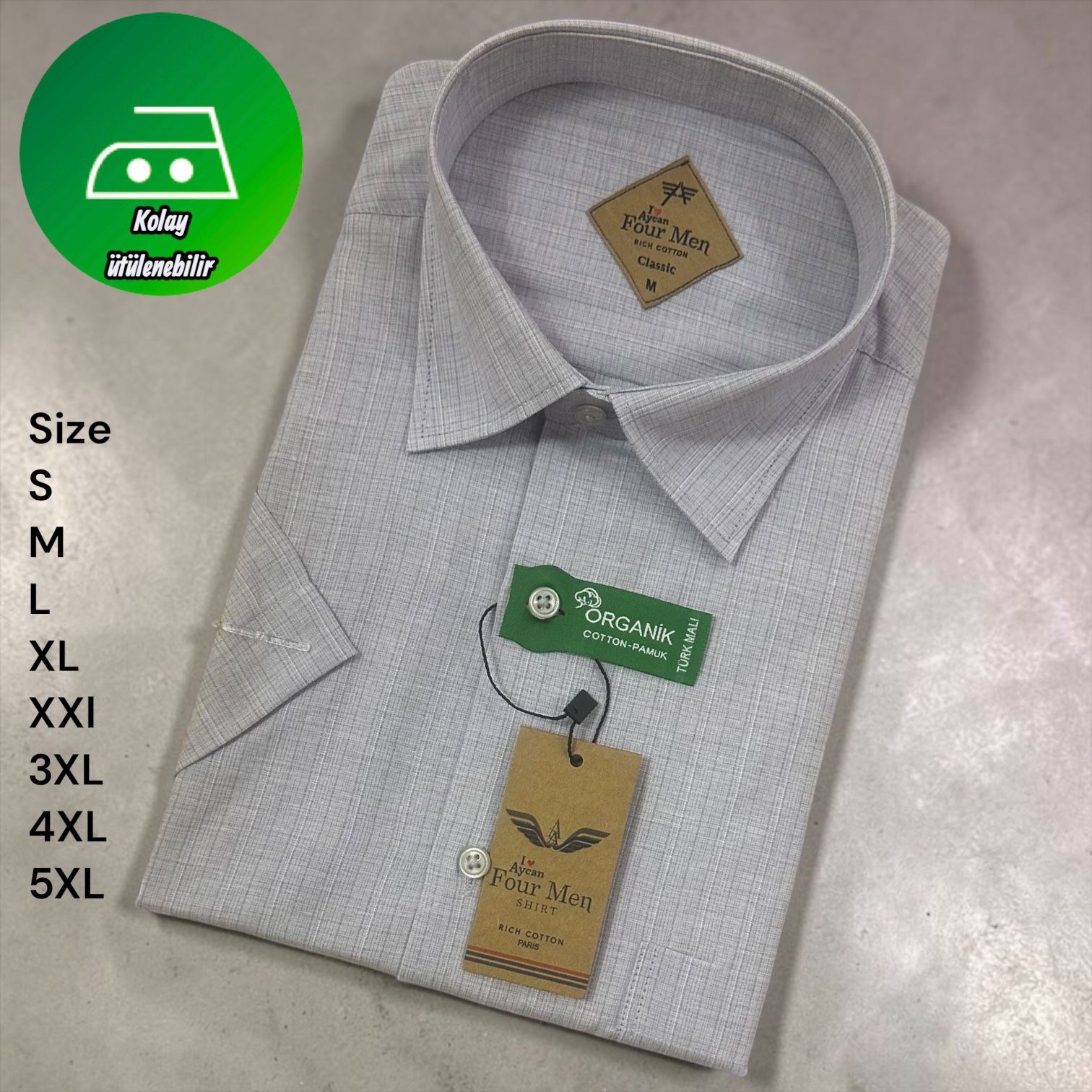 Linen Keten Klasik %100 Cotton Kısa Kollu Terletmeyen Gömlek 