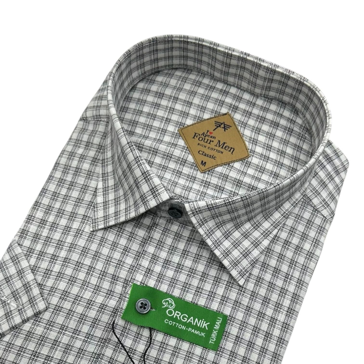 Linen Keten Klasik %100 Cotton Kısa Kollu Terletmeyen Gömlek 