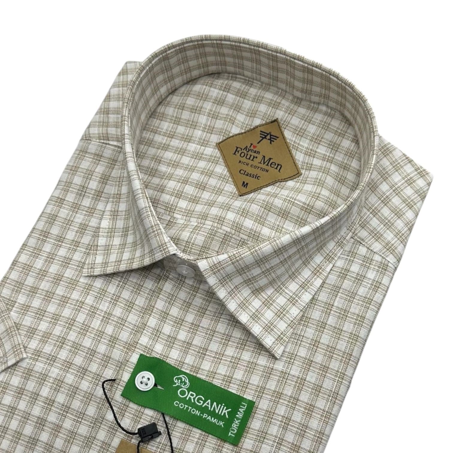 Linen Keten Klasik %100 Cotton Kısa Kollu Terletmeyen Gömlek 