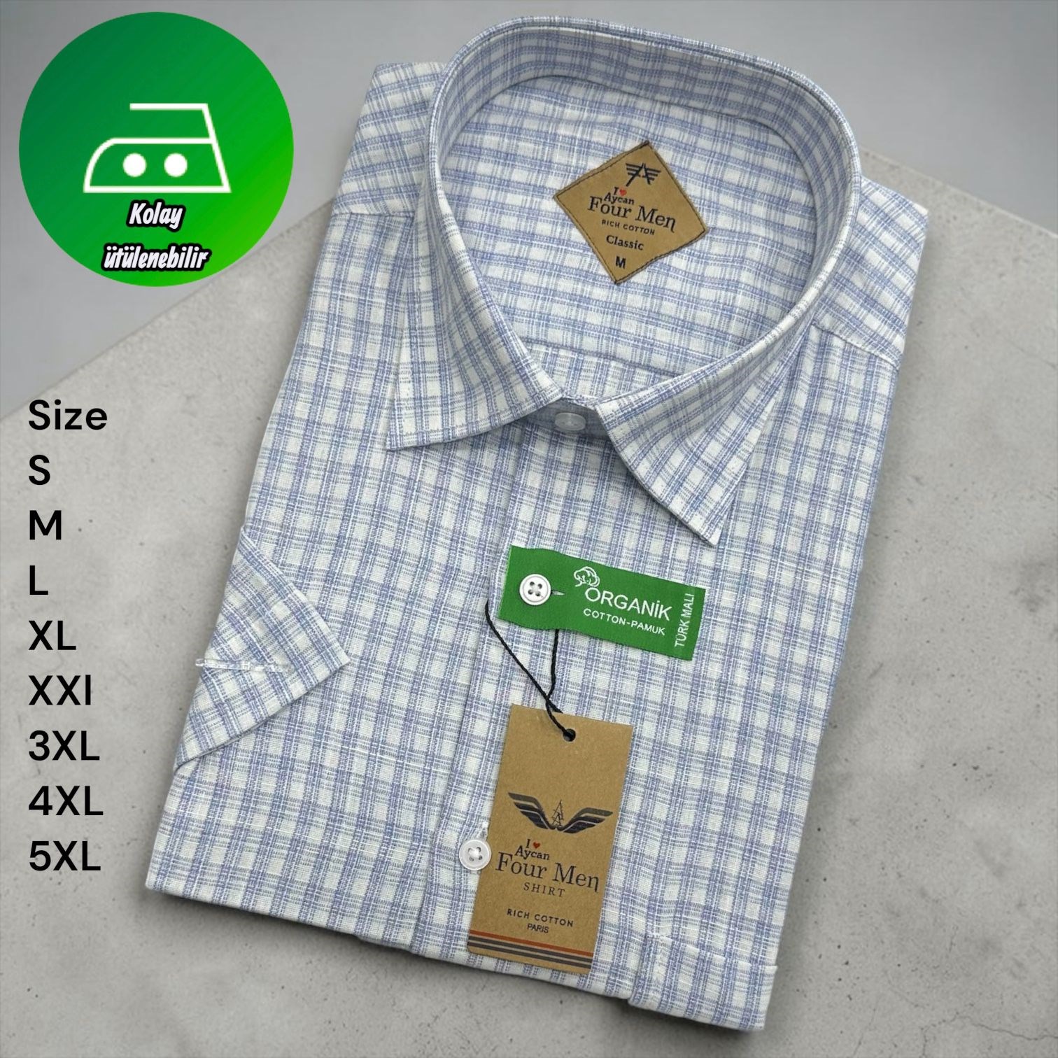 Linen Keten Klasik %100 Cotton Kısa Kollu Terletmeyen Gömlek 