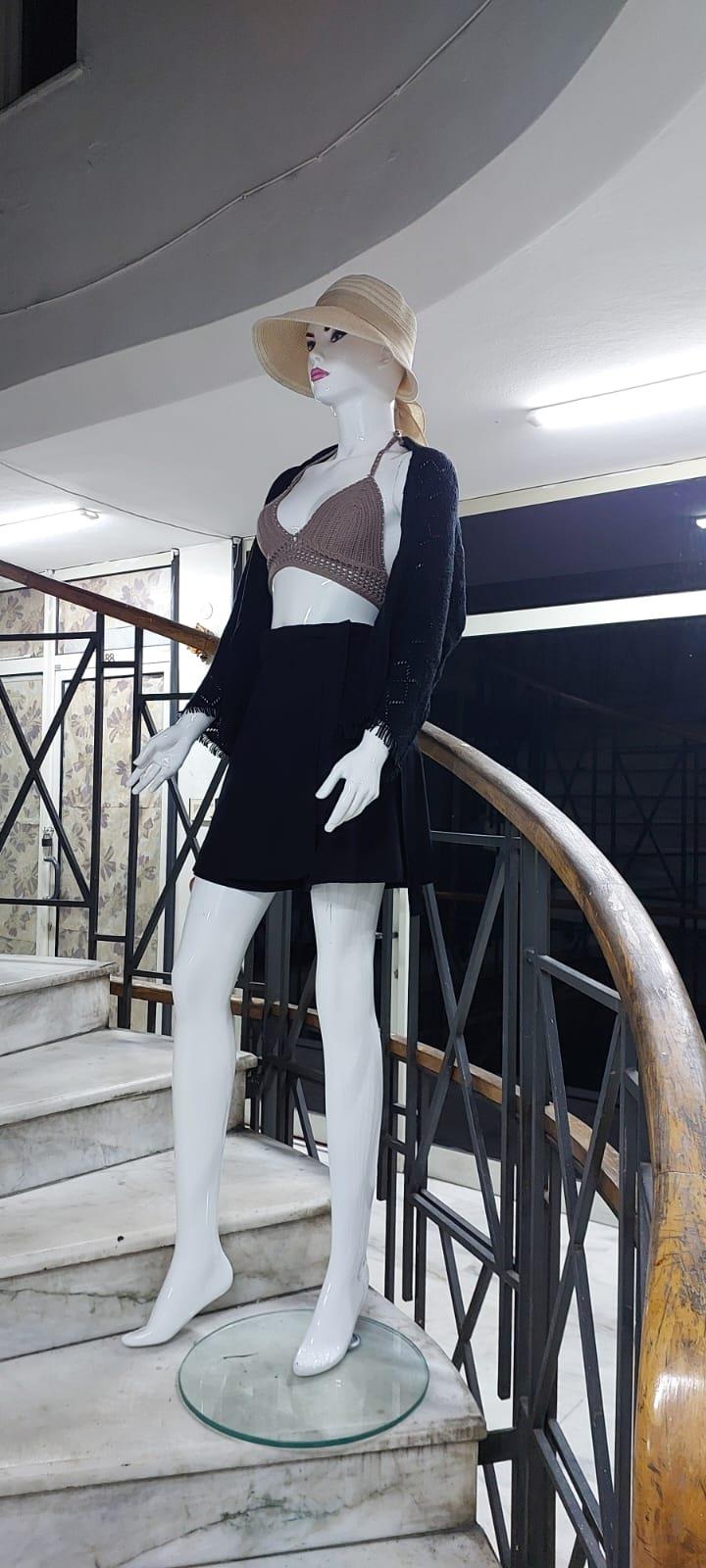 Örgü  Kadın Kol Ucu Püsküllü Triko Bolero Şal