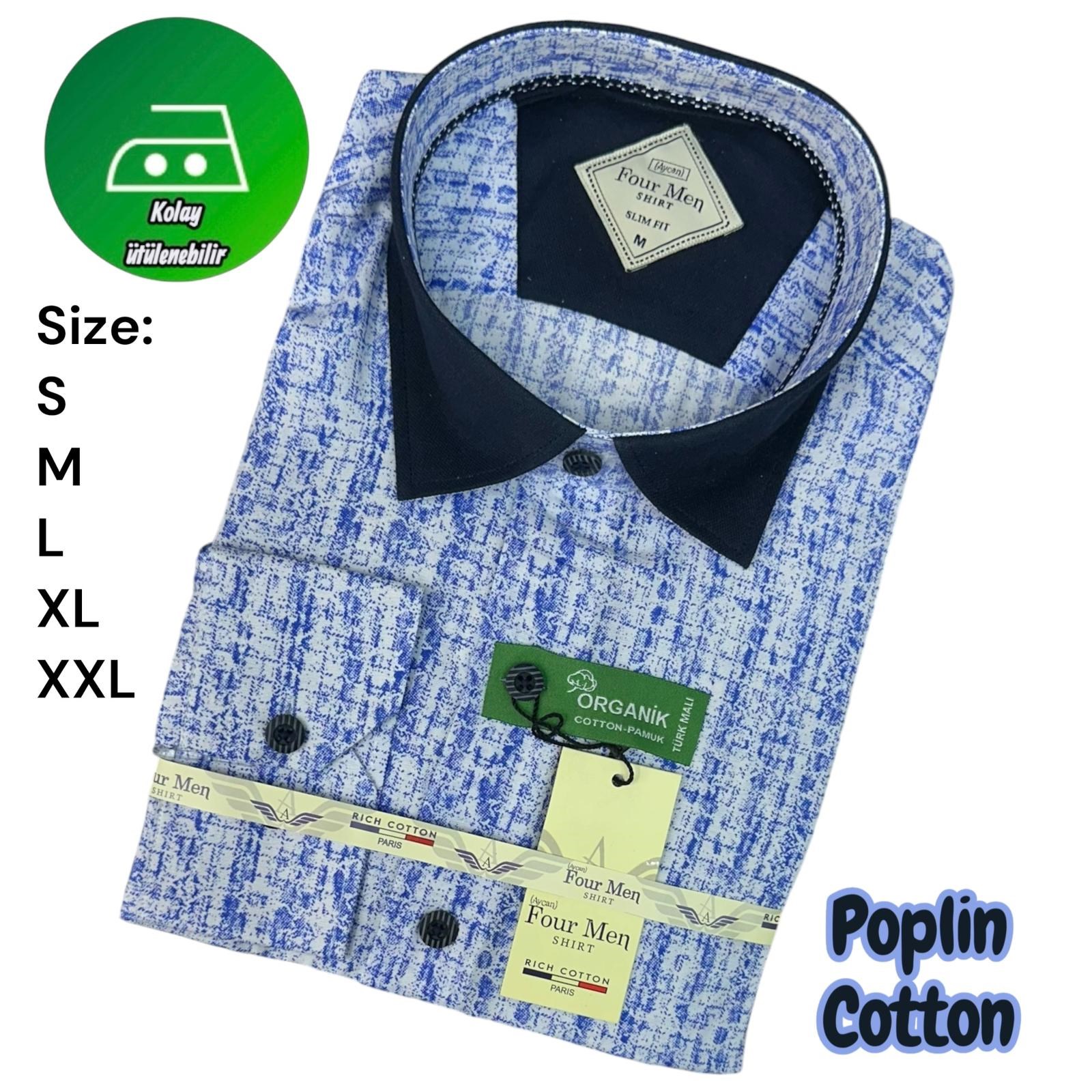 Orjinal Baskılı Pamuklu Slim Fit Kalıp Uzun Kollu Cepsiz Erkek Gömlek 