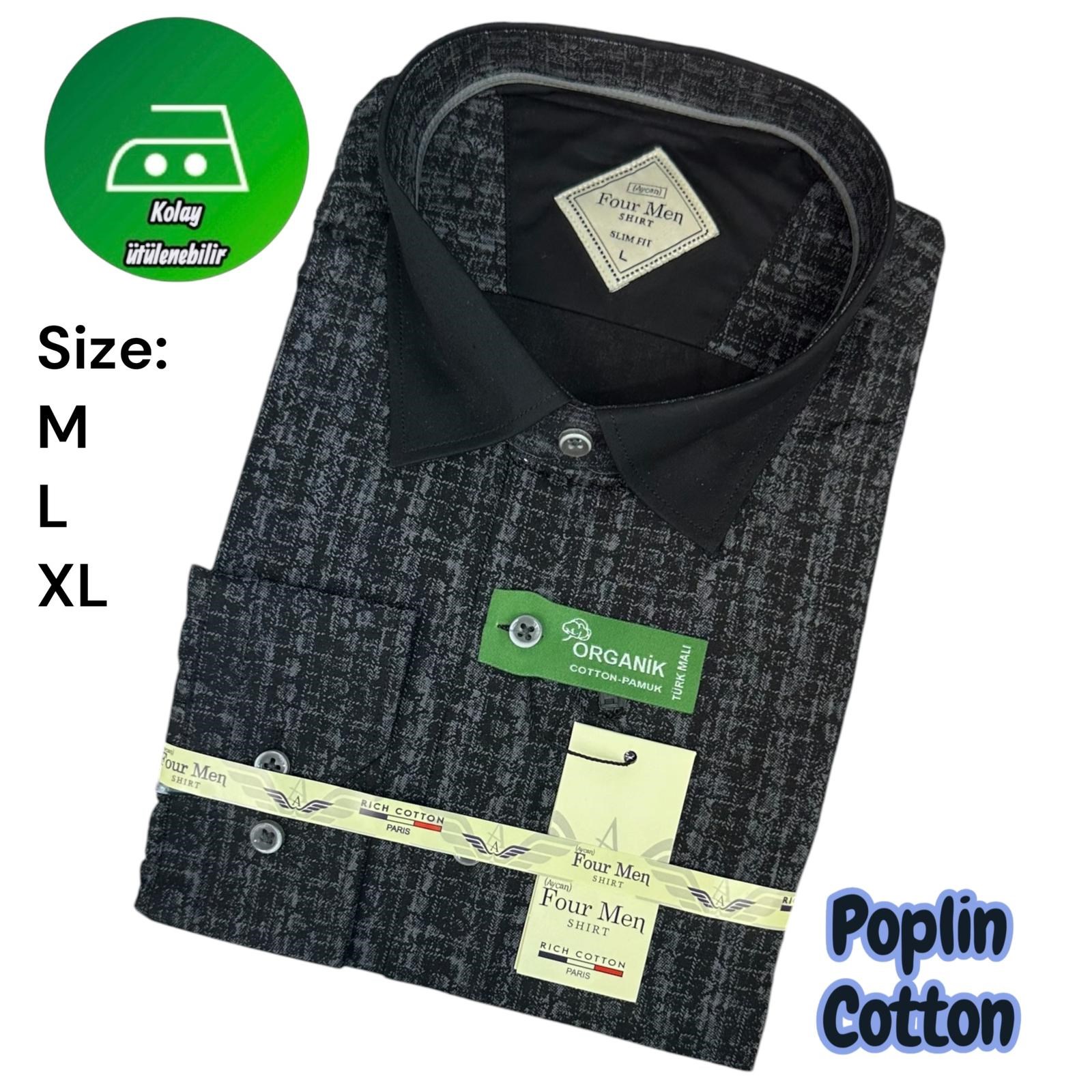 Orjinal Baskılı Pamuklu Slim Fit Kalıp Uzun Kollu Cepsiz Erkek Gömlek 
