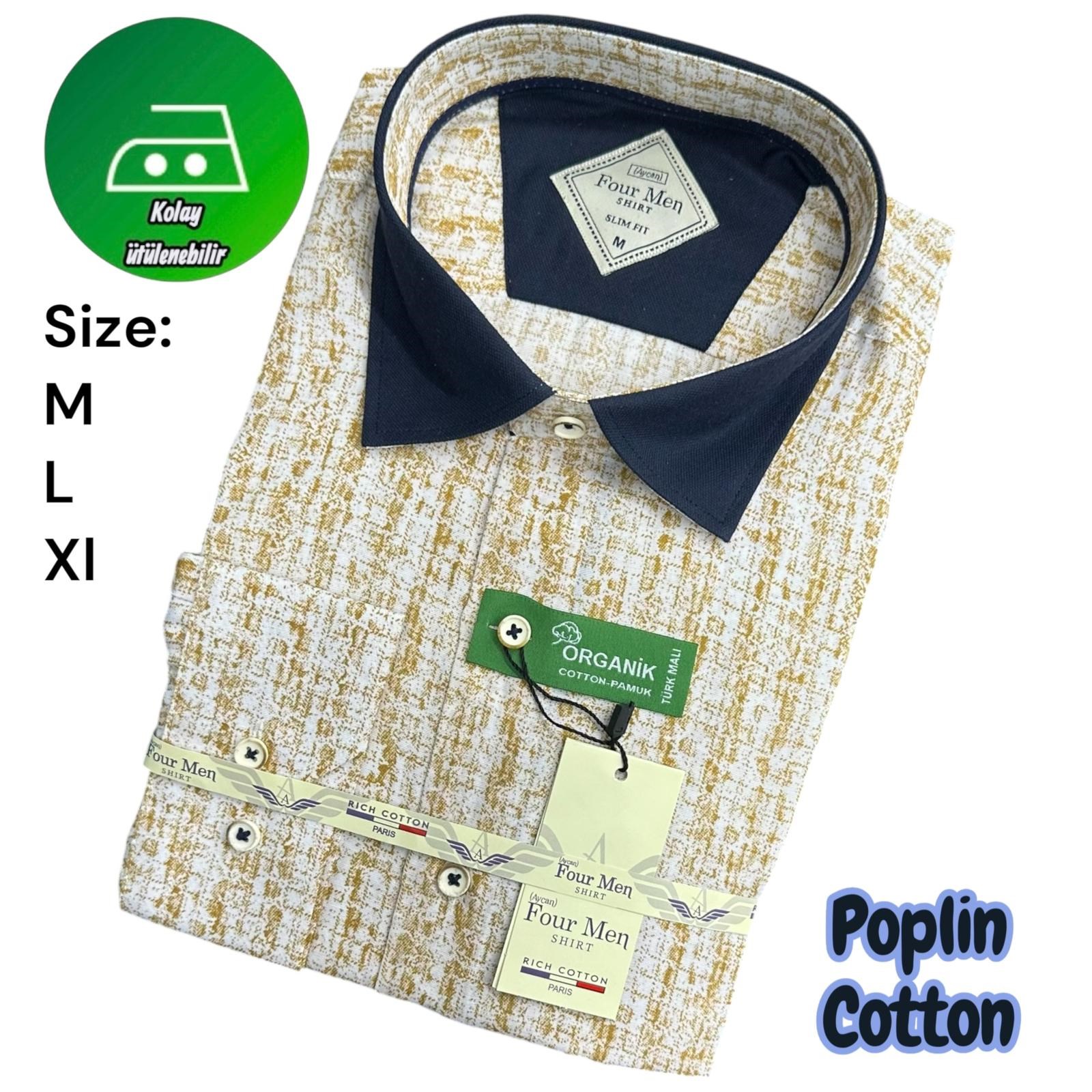 Orjinal Baskılı Pamuklu Slim Fit Kalıp Uzun Kollu Cepsiz Erkek Gömlek 