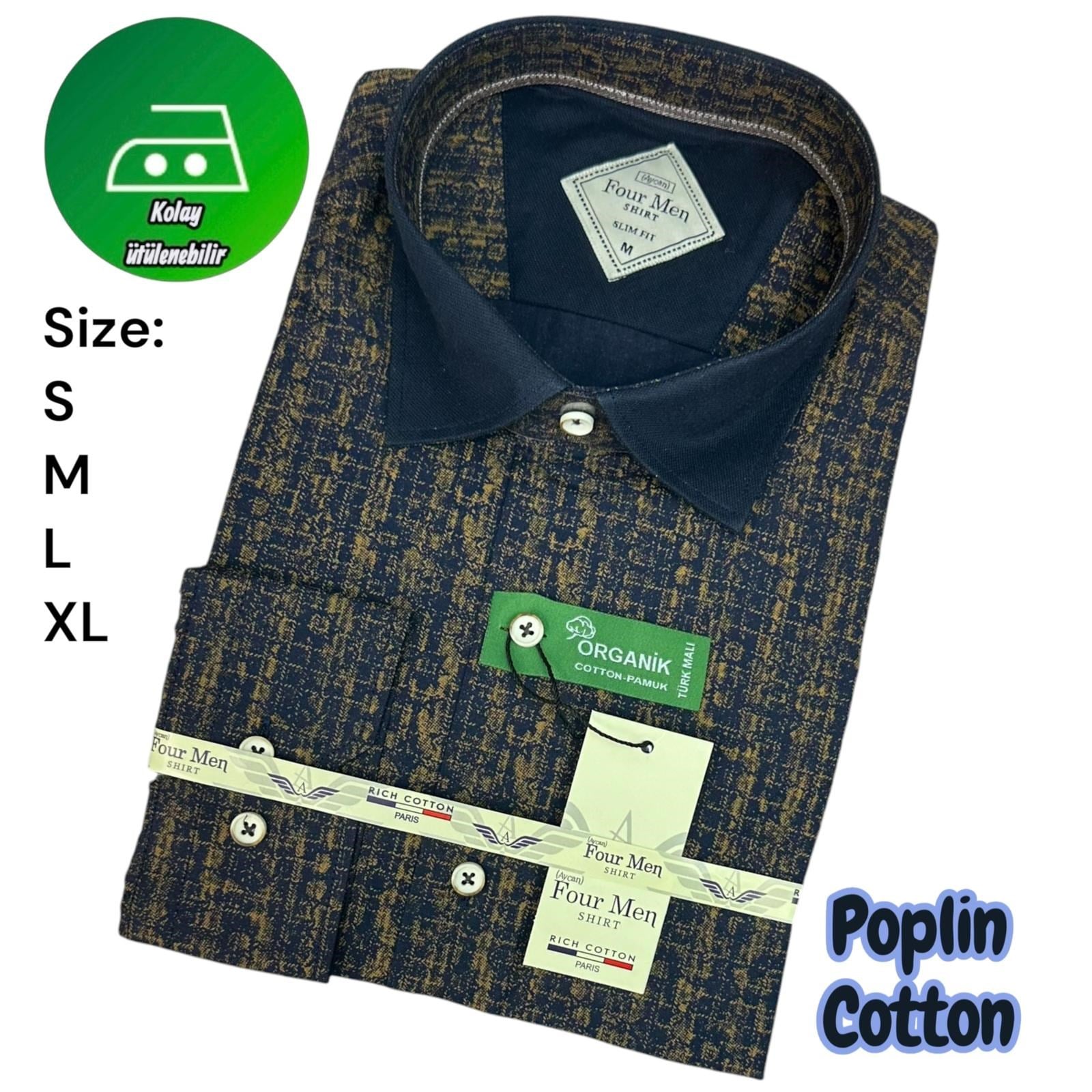 Orjinal Baskılı Pamuklu Slim Fit Kalıp Uzun Kollu Cepsiz Erkek Gömlek 