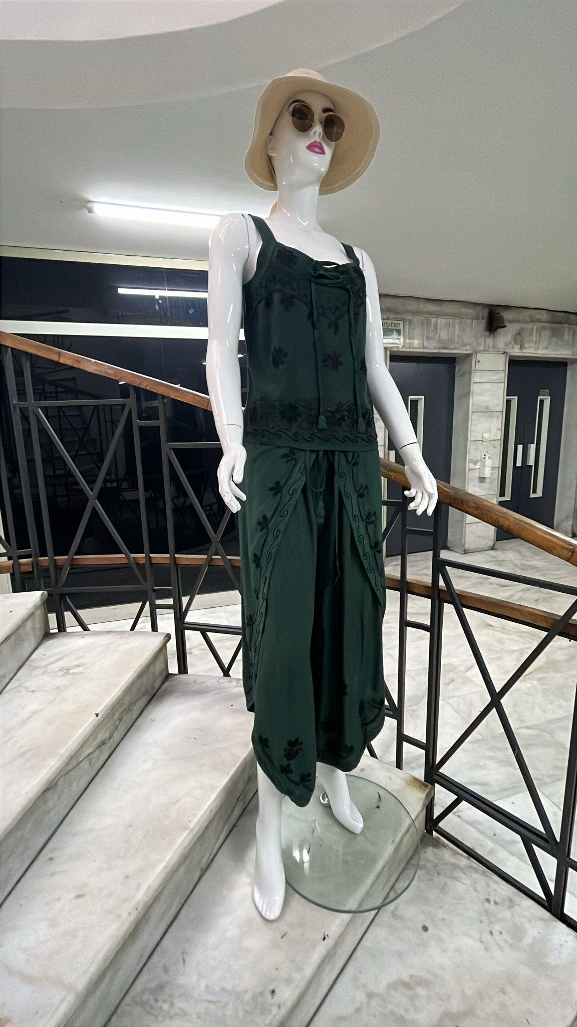 Otantik Nakış İşlemeli Harem Şalvar Pantolon Buluz Takım