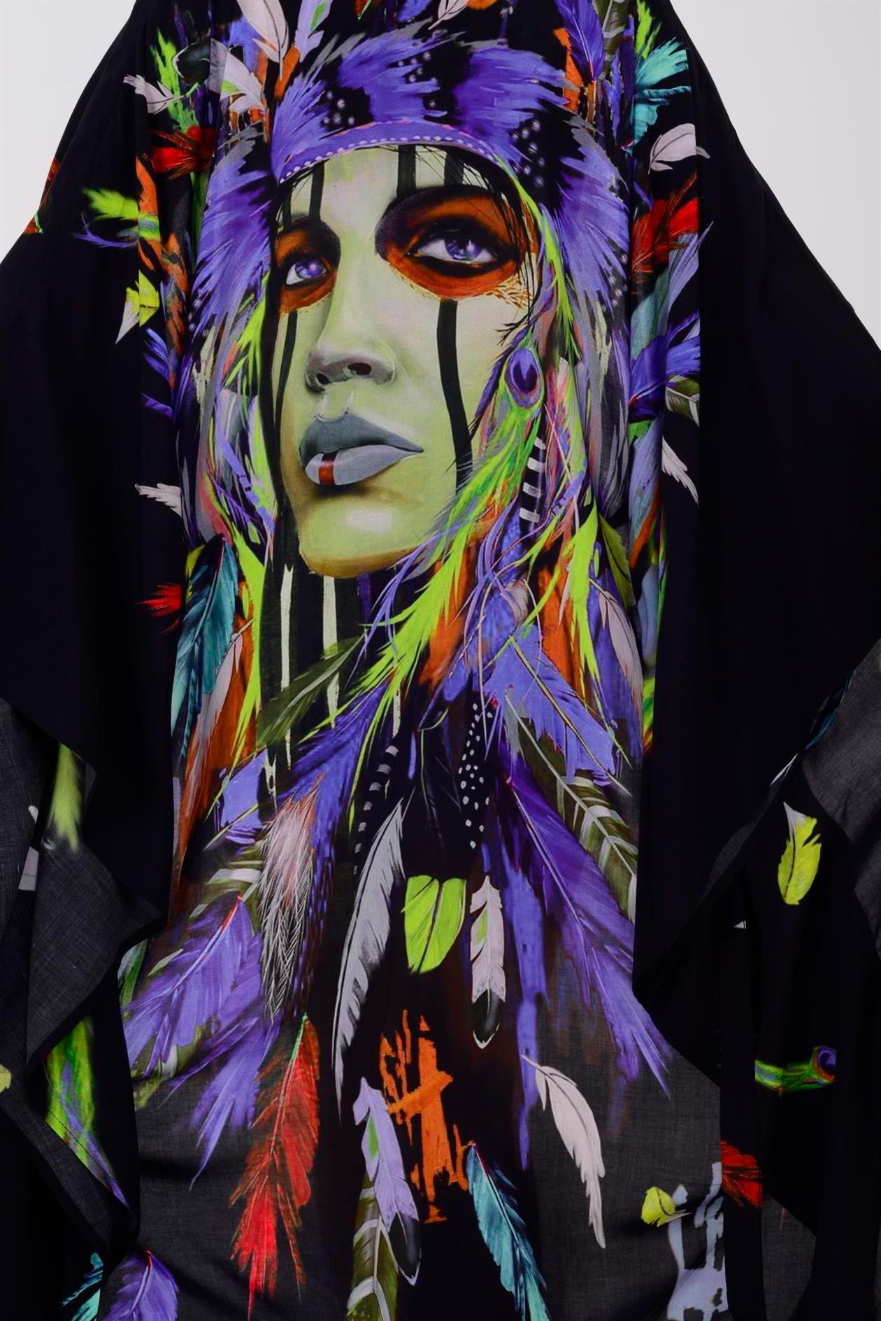 ÖZEL TASARIM ASTEK BASKILI BOHO KİMONO - KAFTAN