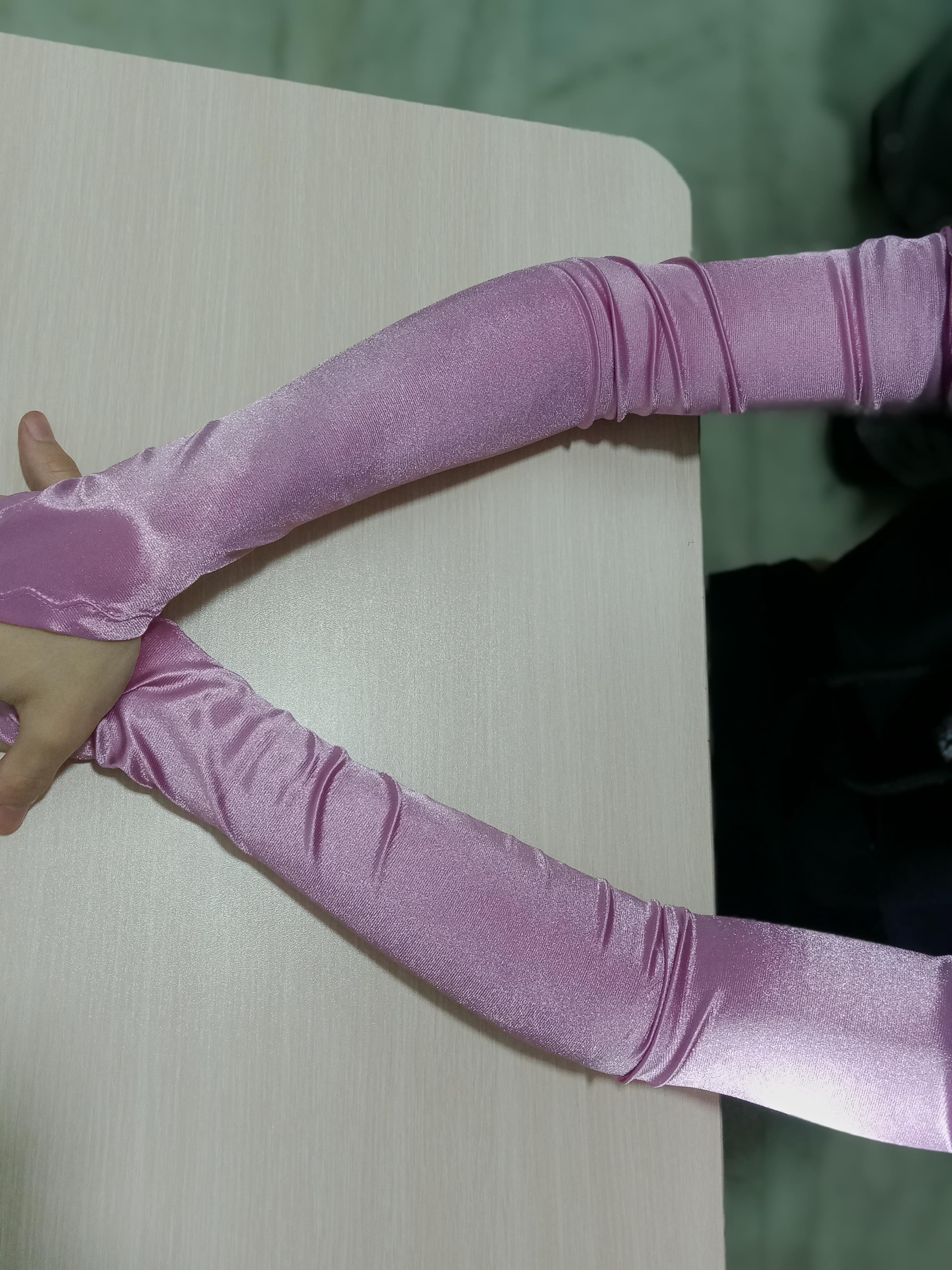 Saten Likralı Dans & Opera Eldiveni - (48 CM)