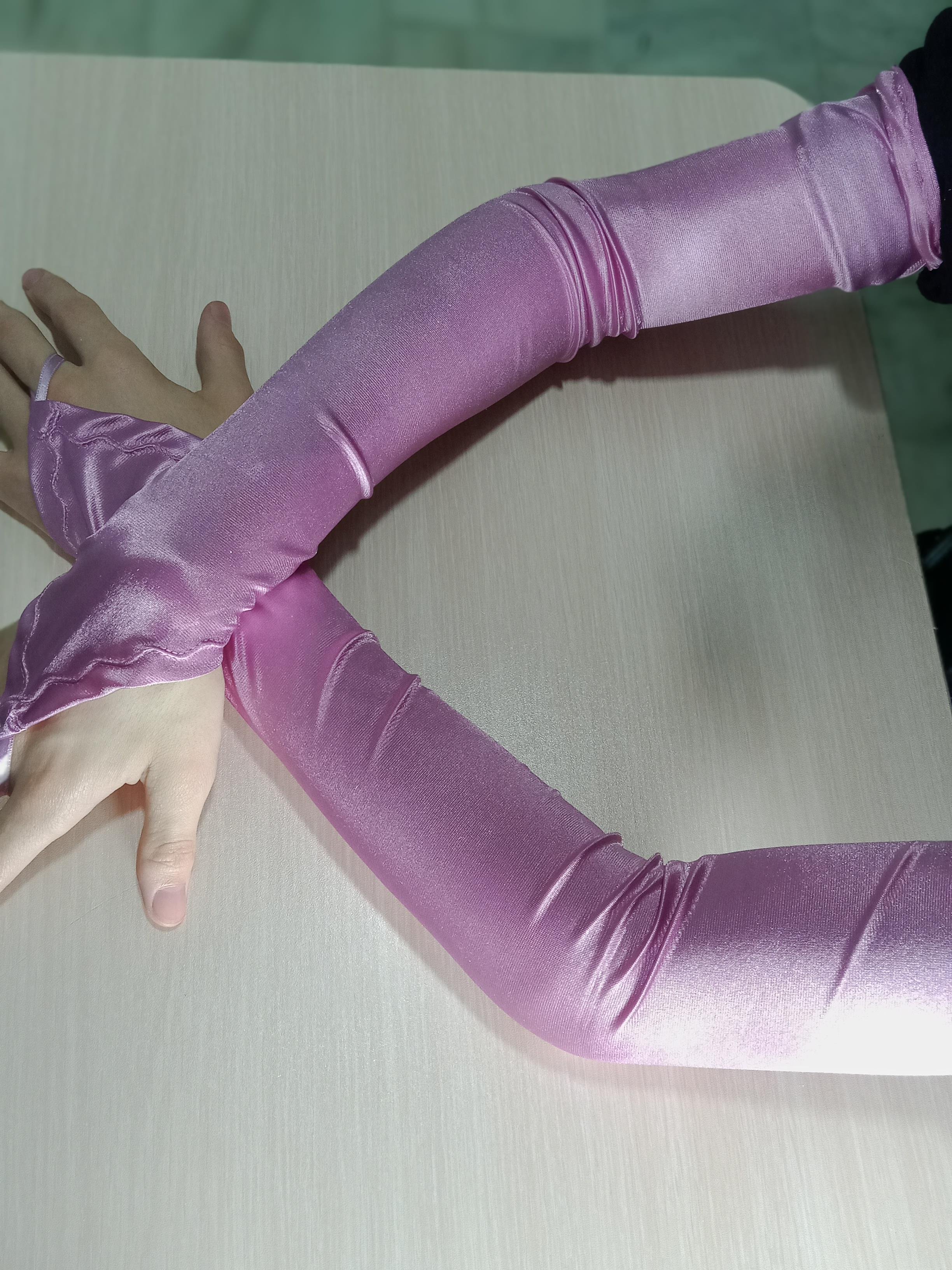 Saten Likralı Dans & Opera Eldiveni - (48 CM)