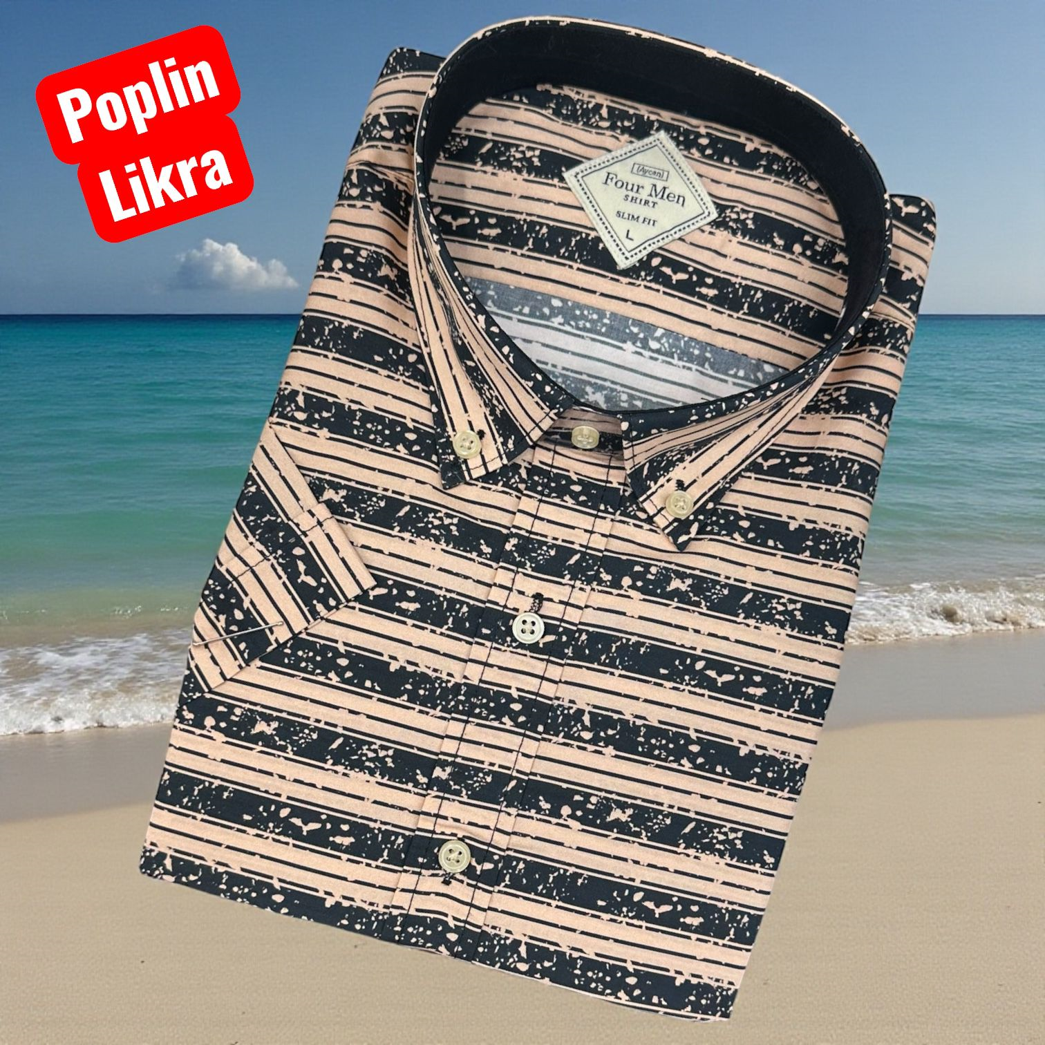 Slim Fit Pamuklu Kısa Kollu Yaka Gizli Düğme Gömlek (Slim Fit Kalıp)
