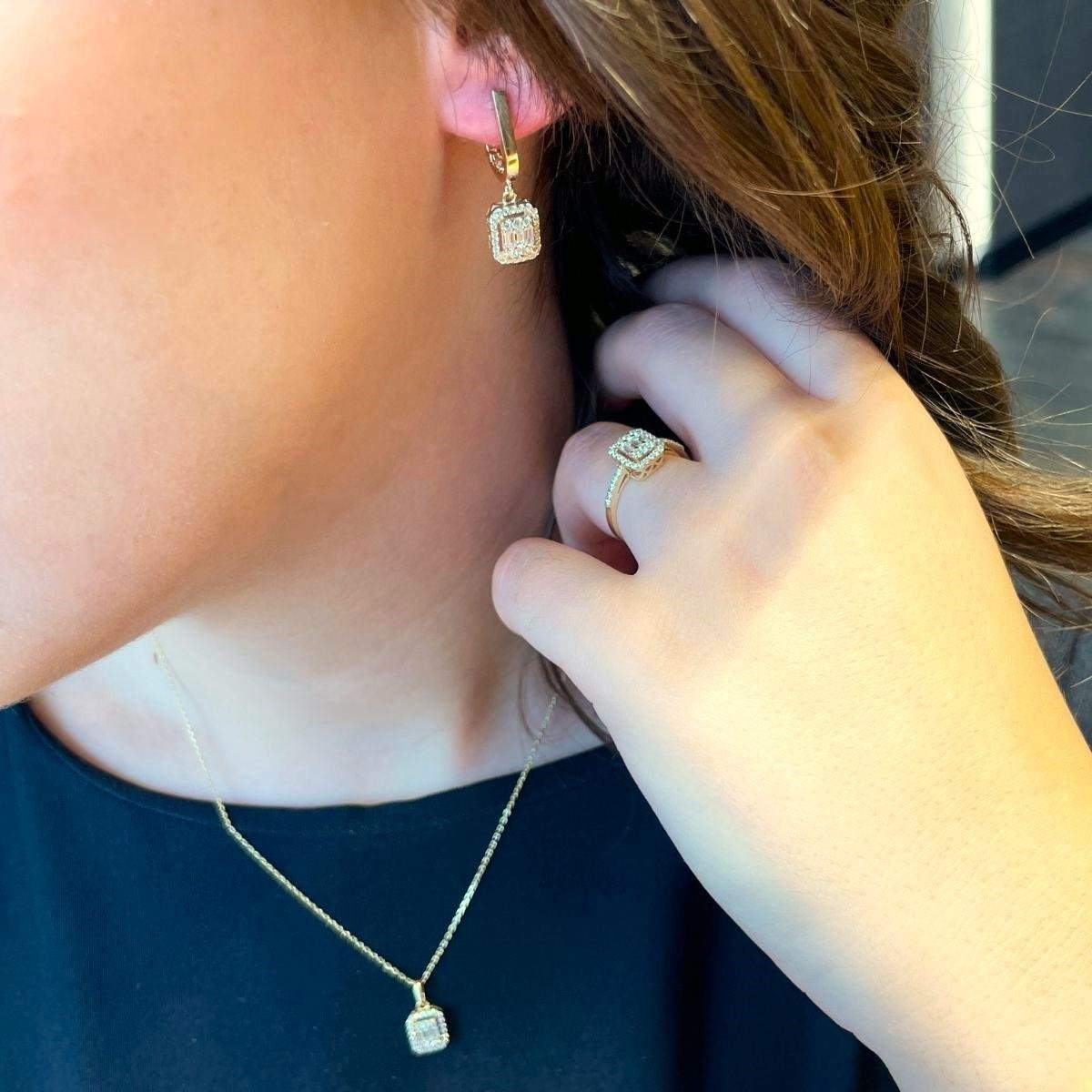 14 Ayar Altın Baget Üçlü Set Takım