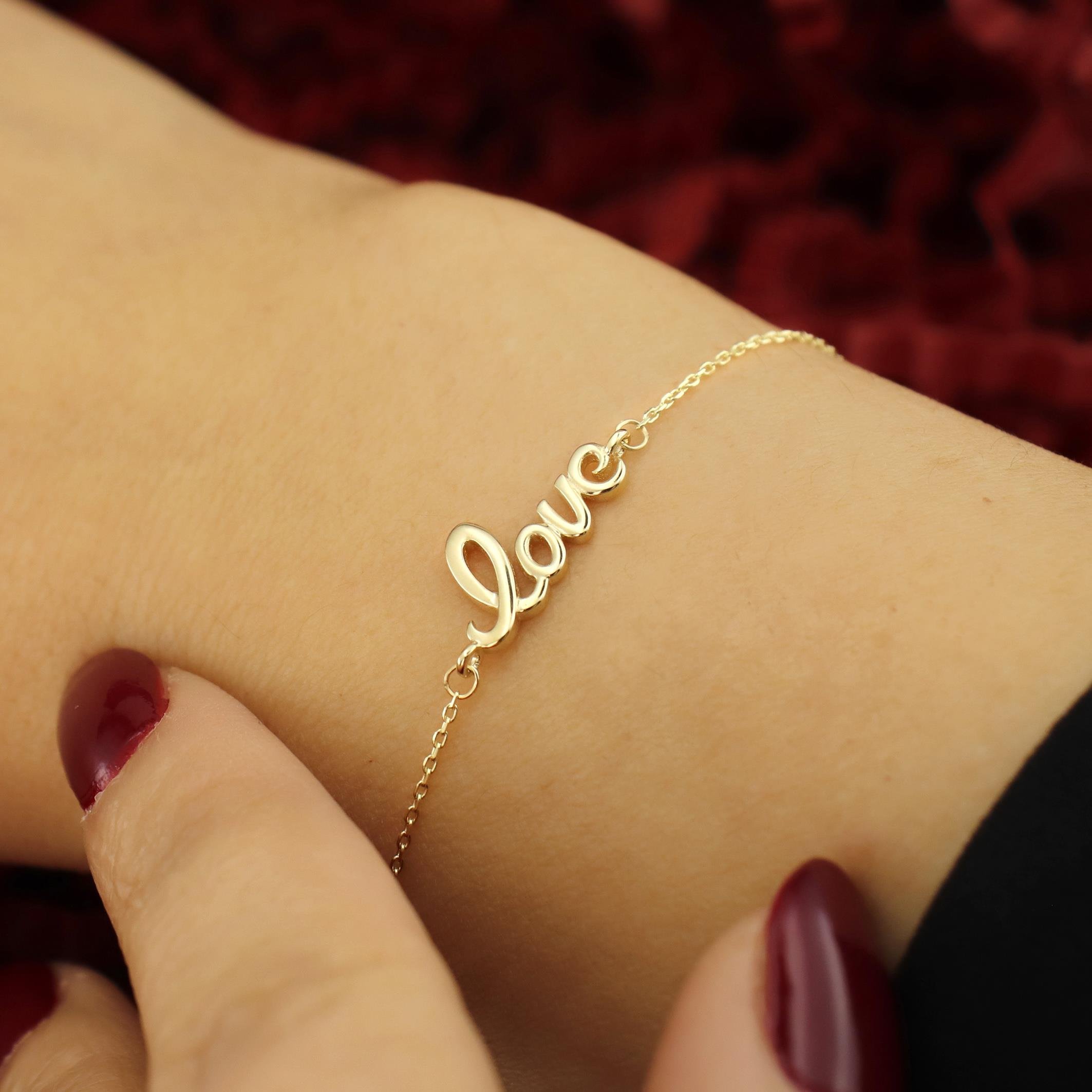 14 Ayar Altın Love Bileklik