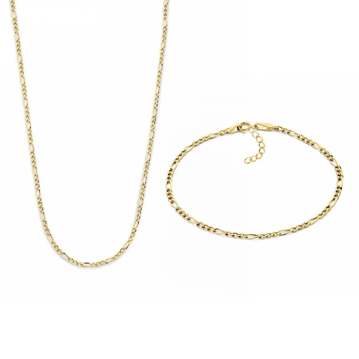 Altın Figaro Zincir Kolye Bileklik Takımı