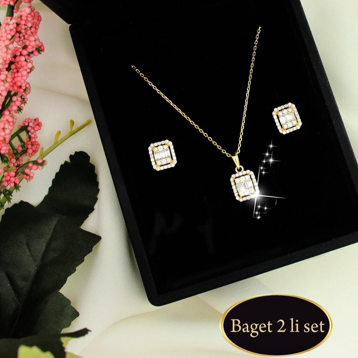 Baget Taşlı Altın Fantazi Set 
