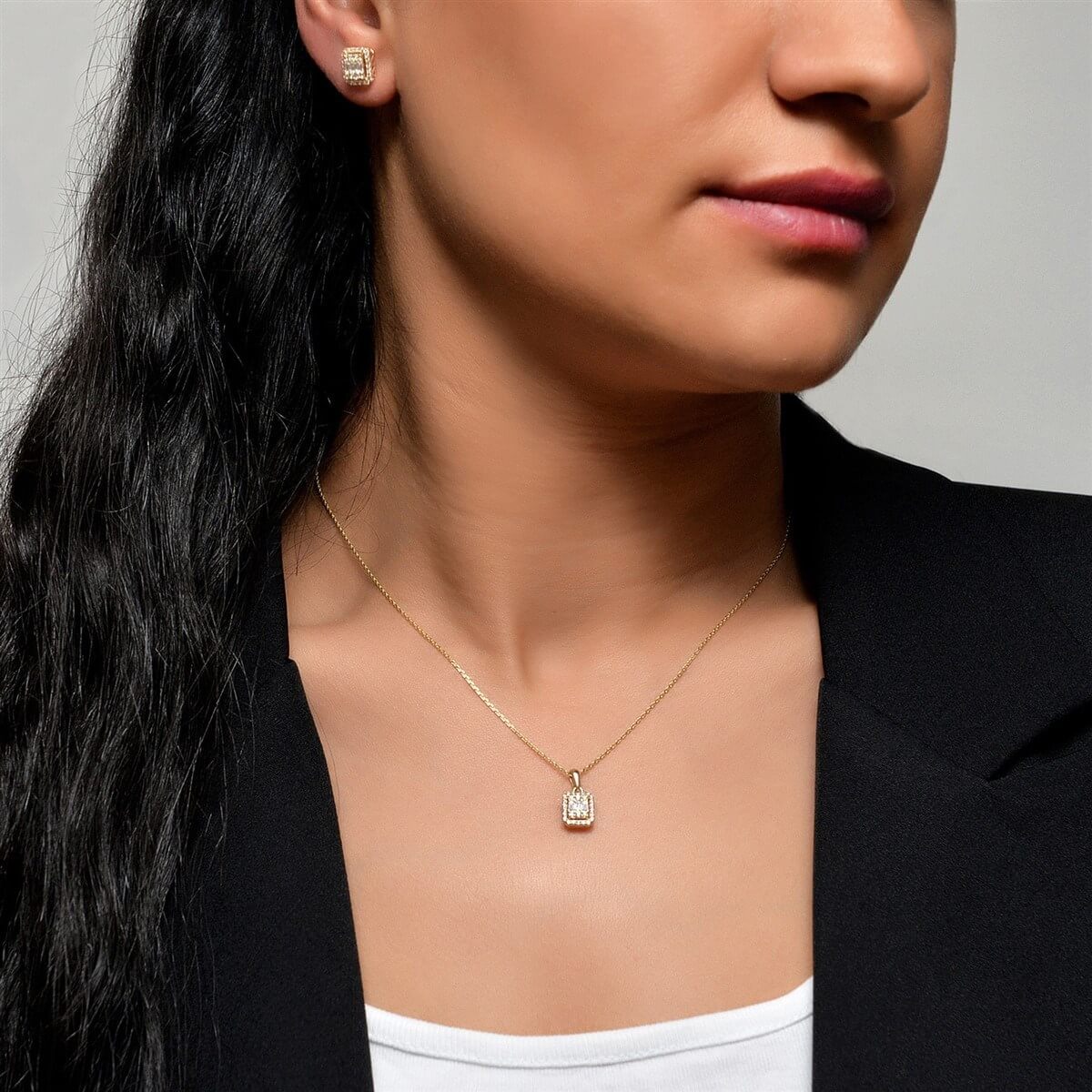 Baget Taşlı Altın Fantezi Set
