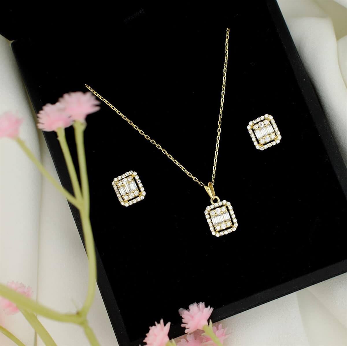 Baget Taşlı Fantazi Gümüş Set