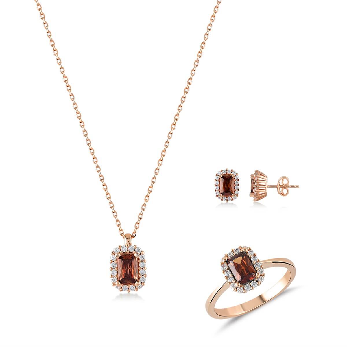 Baget Tektaşlı Gümüş Fantezi Set