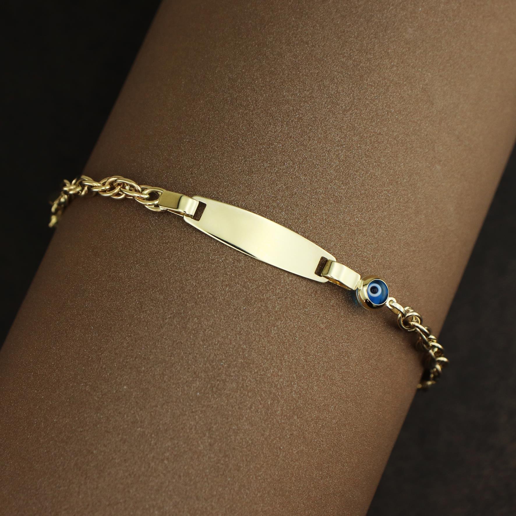 Bebek Çocuk Altın Künye Nazar Boncuklu