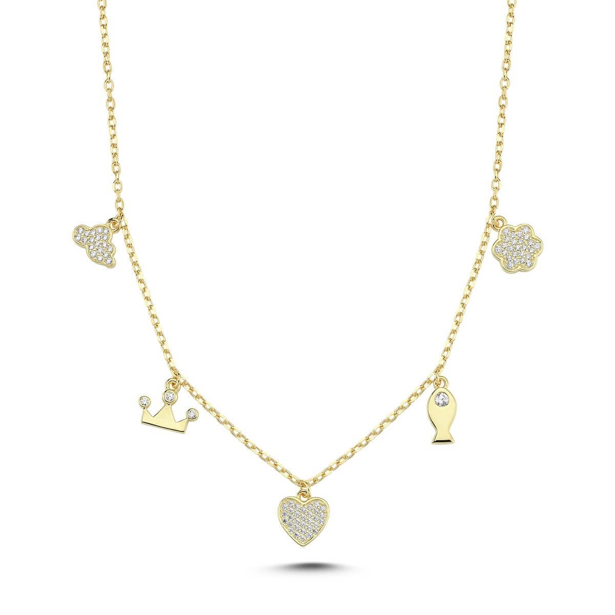 Charm Gümüş Taşlı Kolye