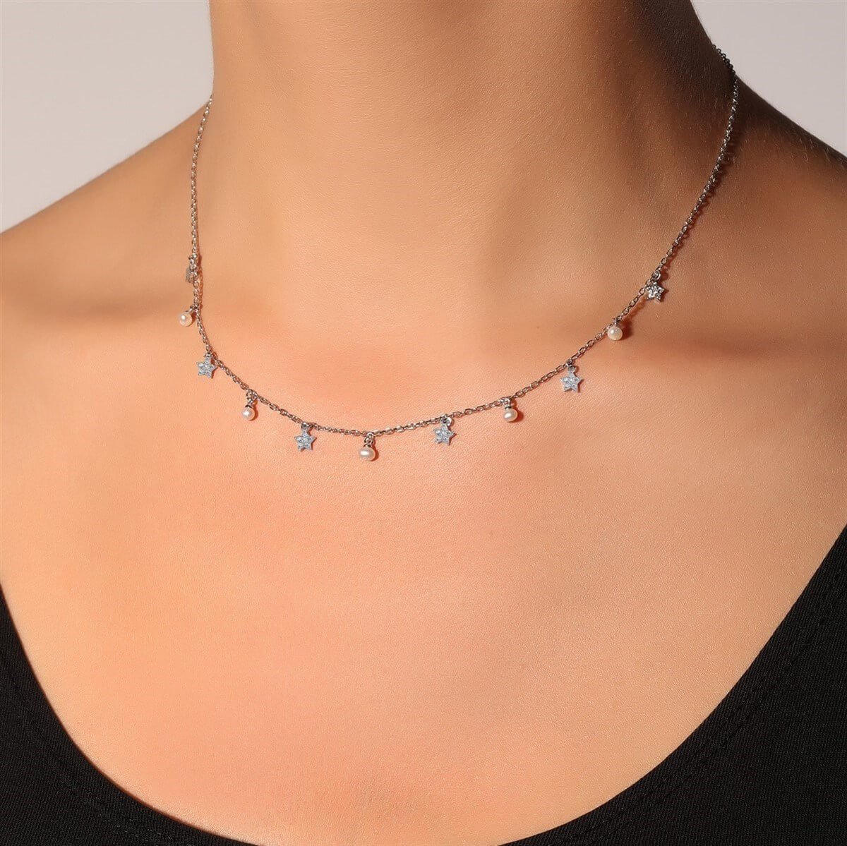 Charm Gümüş Taşlı Kolye