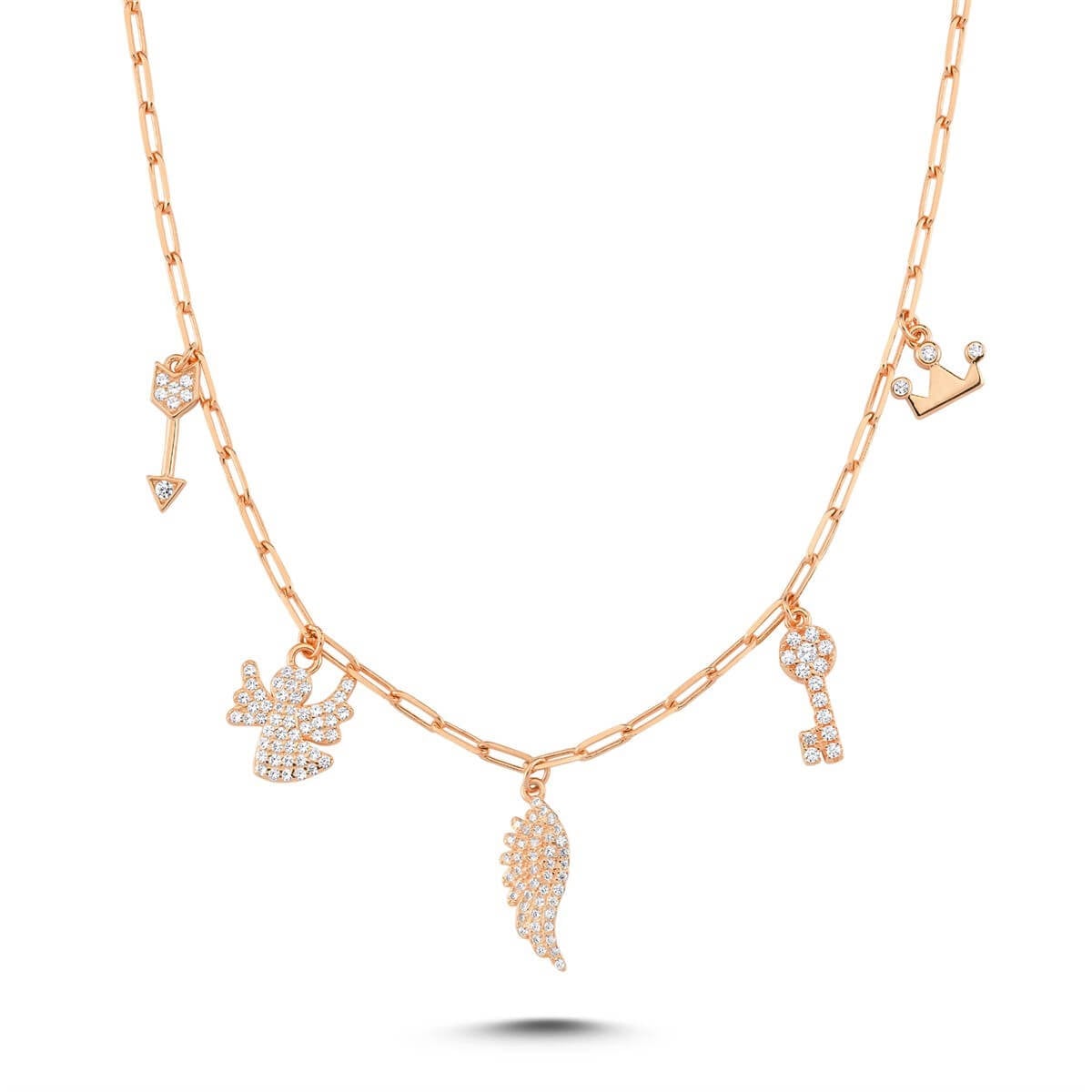 Charm Gümüş Taşlı Kolye