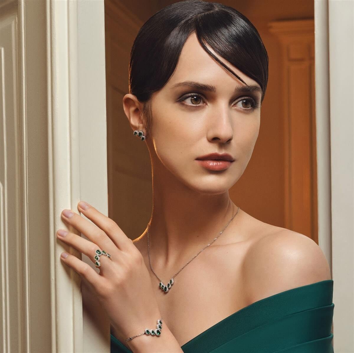 Damla Taşlı Gümüş Fantezi Set