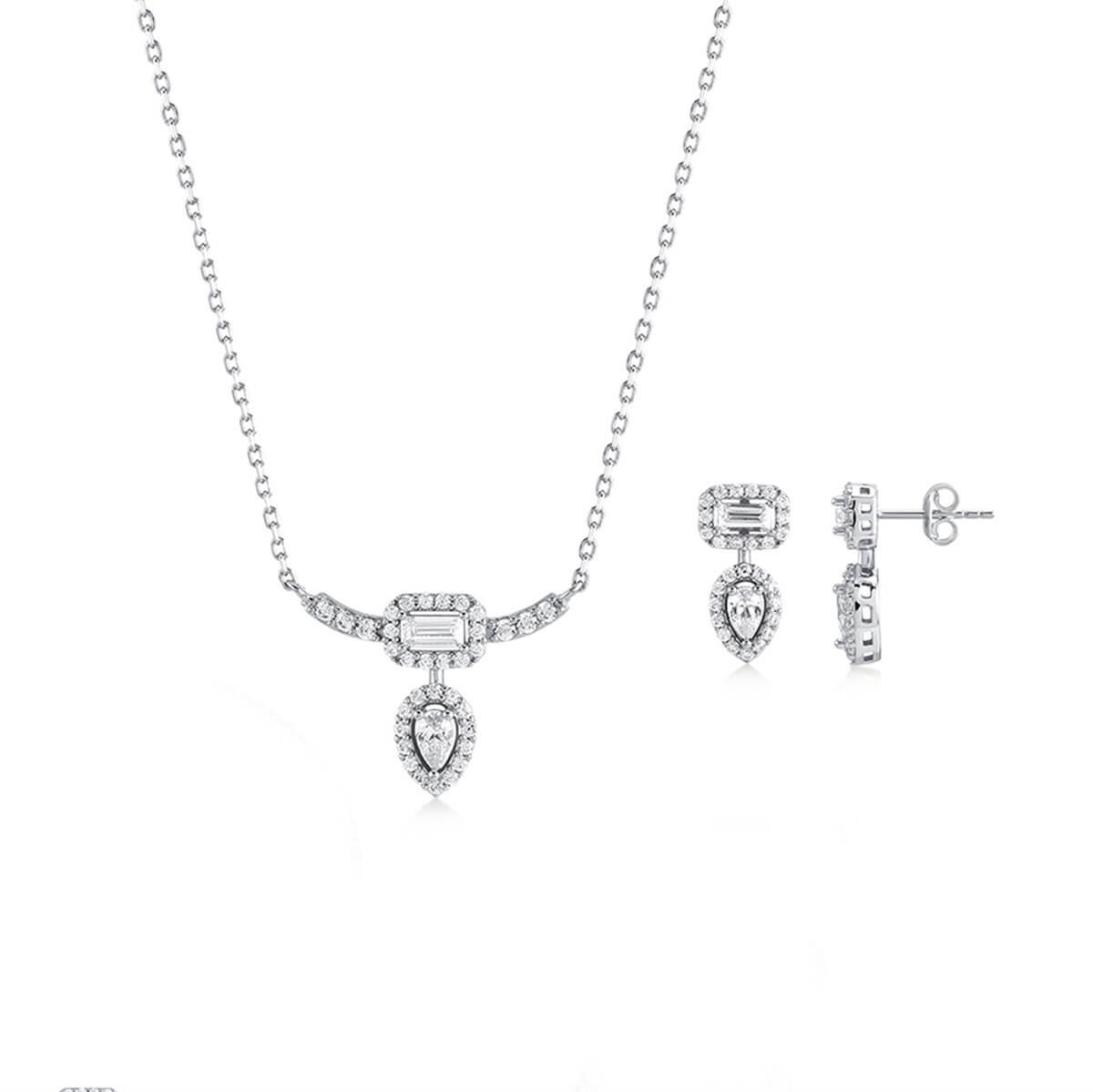 Damla Taşlı Gümüş Fantezi Set