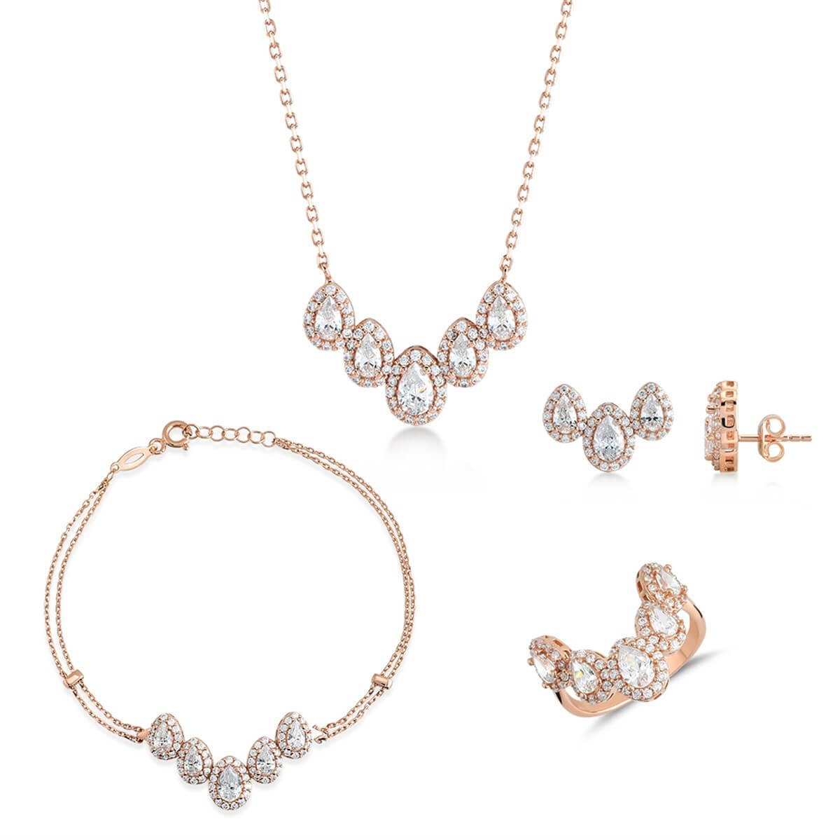 Damla Taşlı Gümüş Fantezi Set