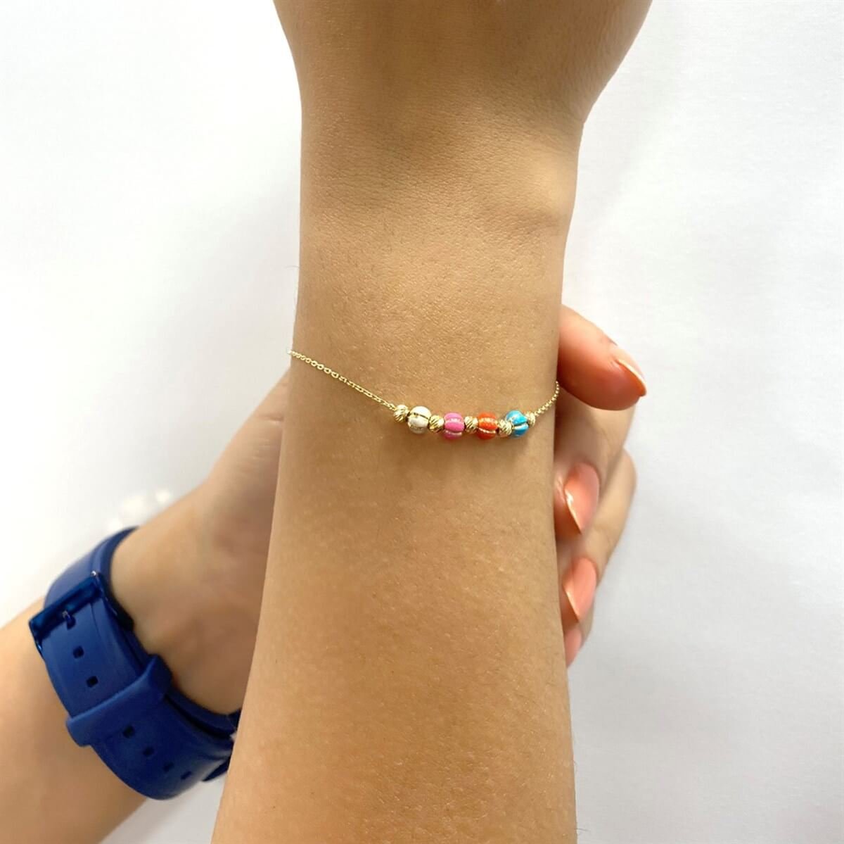 Dorika Toplu Renkli Taşlı Altın Bileklik
 BLA 118 01 14 00