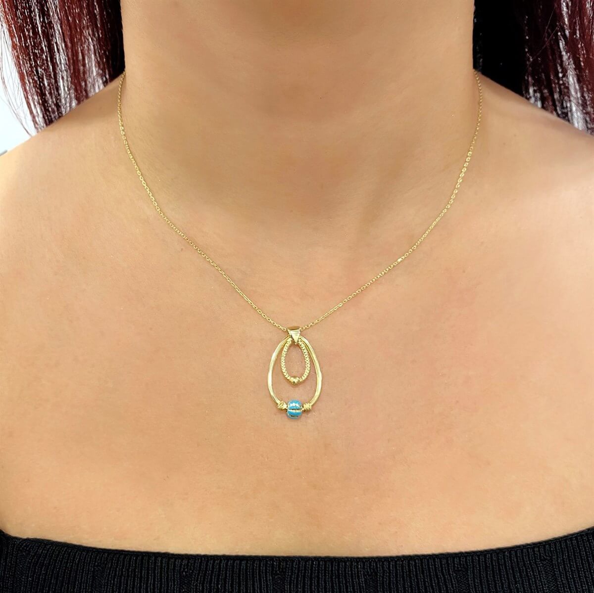 Dorika Toplu Renkli Taşlı Halka Altın Kolye
 KLA 211 01 03 00