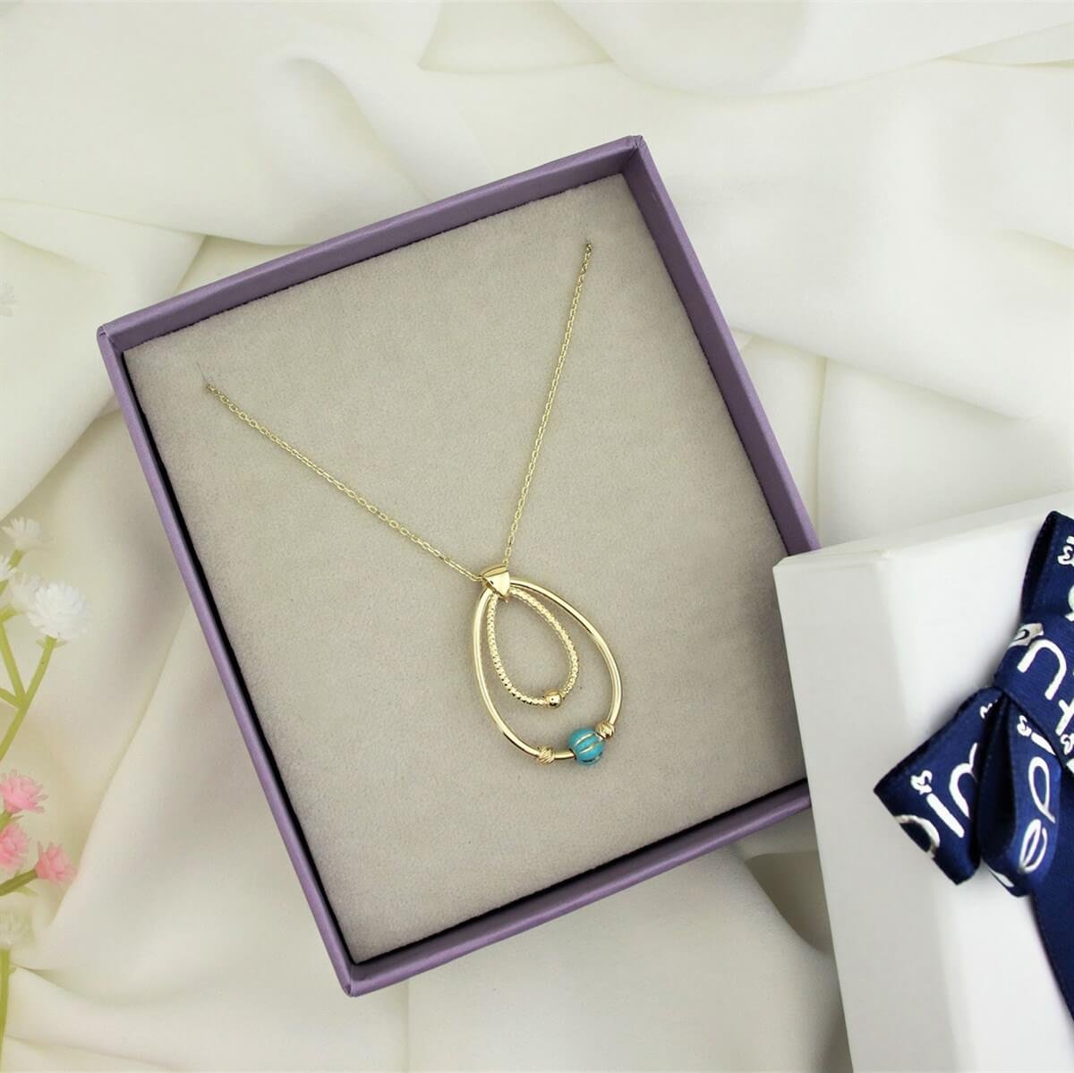 Dorika Toplu Renkli Taşlı Halka Altın Kolye
 KLA 211 01 03 00