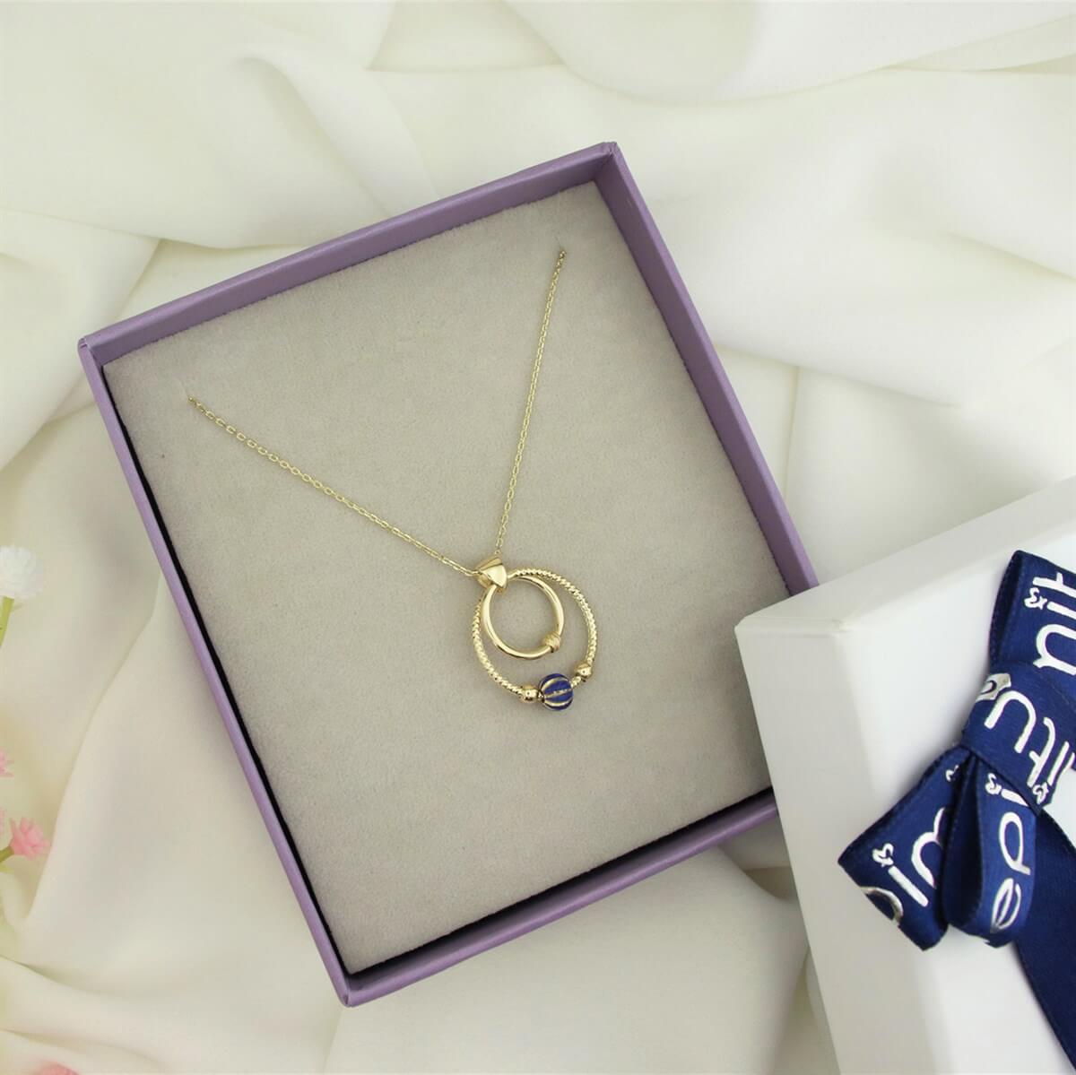 Dorika Toplu Renkli Taşlı Halka Altın Kolye KLA 210 01 11 00