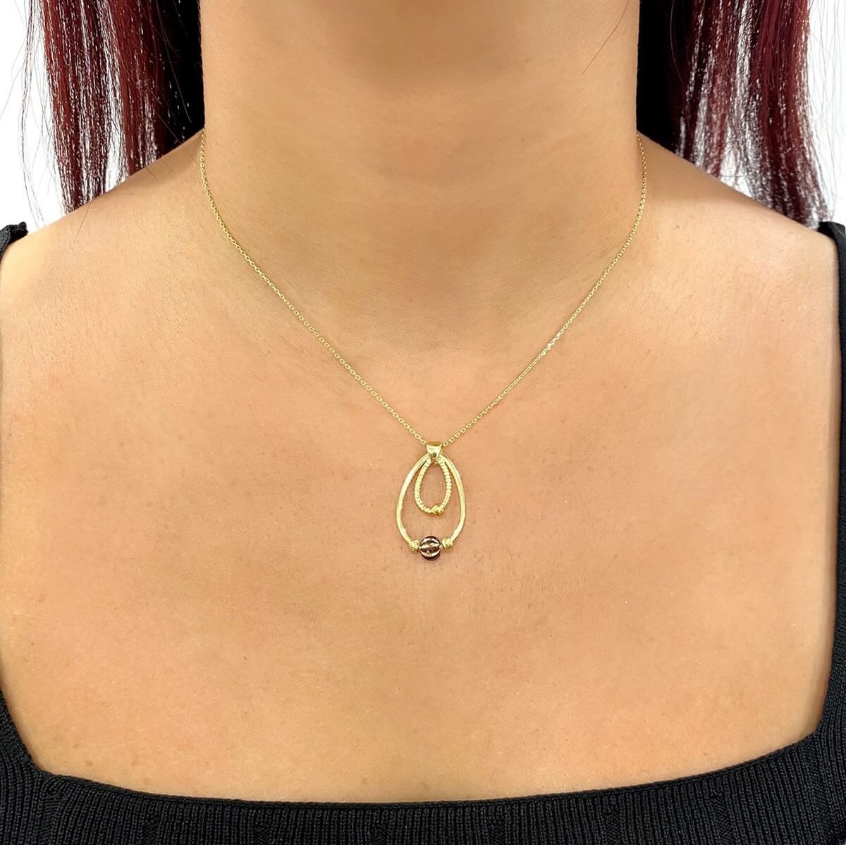 Dorika Toplu Renkli Taşlı Halka Altın Kolye KLA 211 01 08 00