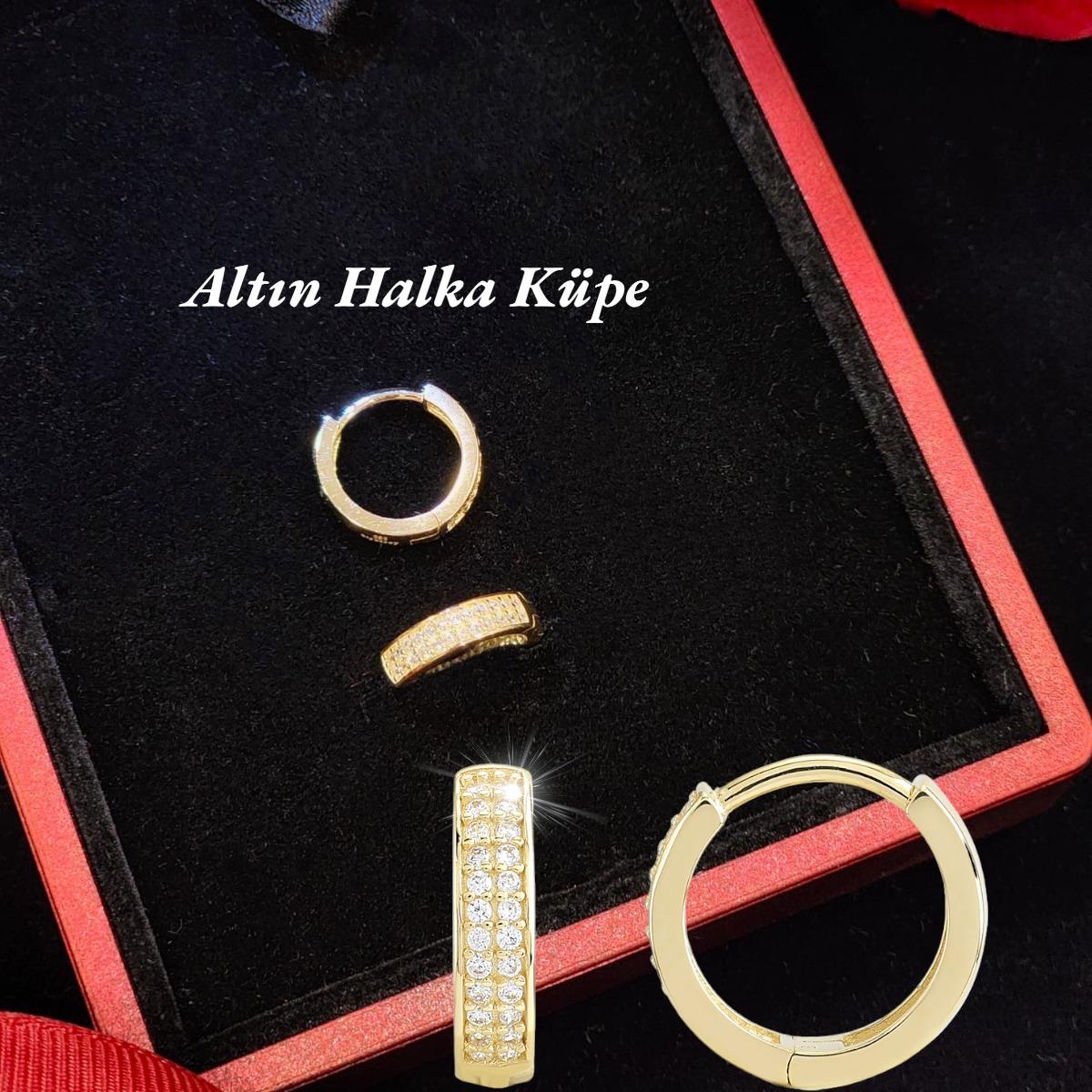 Halka Altın Taşlı Küpe KPA 136 01 05 00