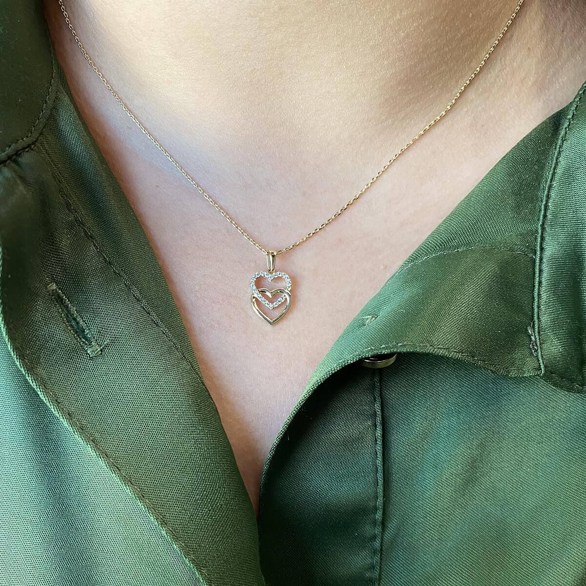 İkili Kalp Figürlü Altın Kolye KLA 214 01 05 00