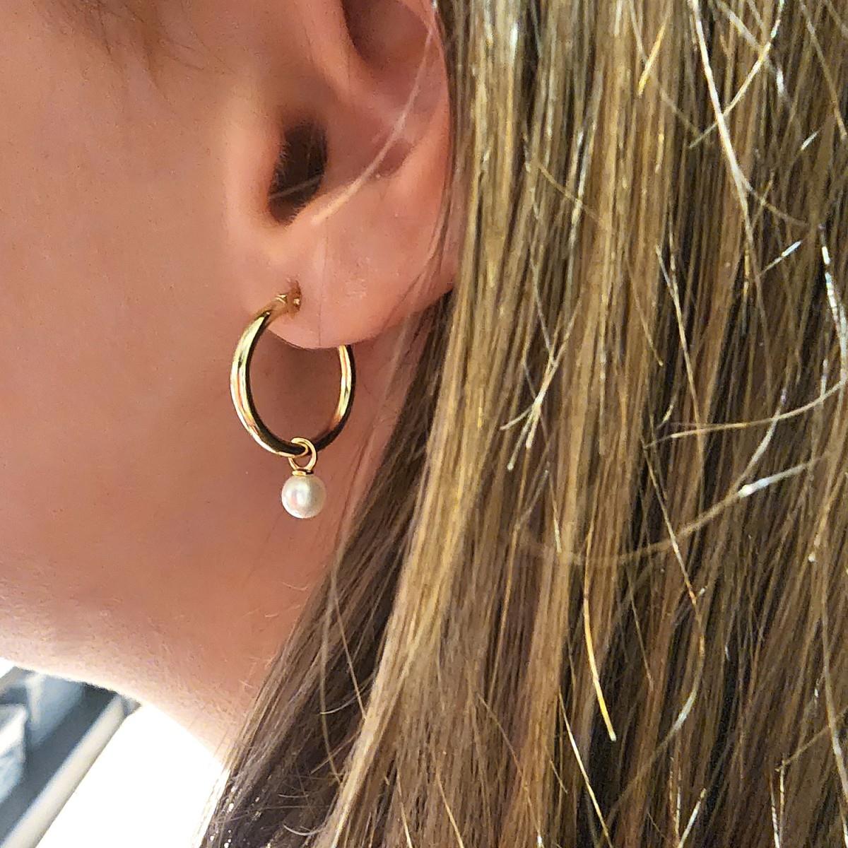 İnci Sallantılı Halka Altın Küpe KPA 156 02 05 00