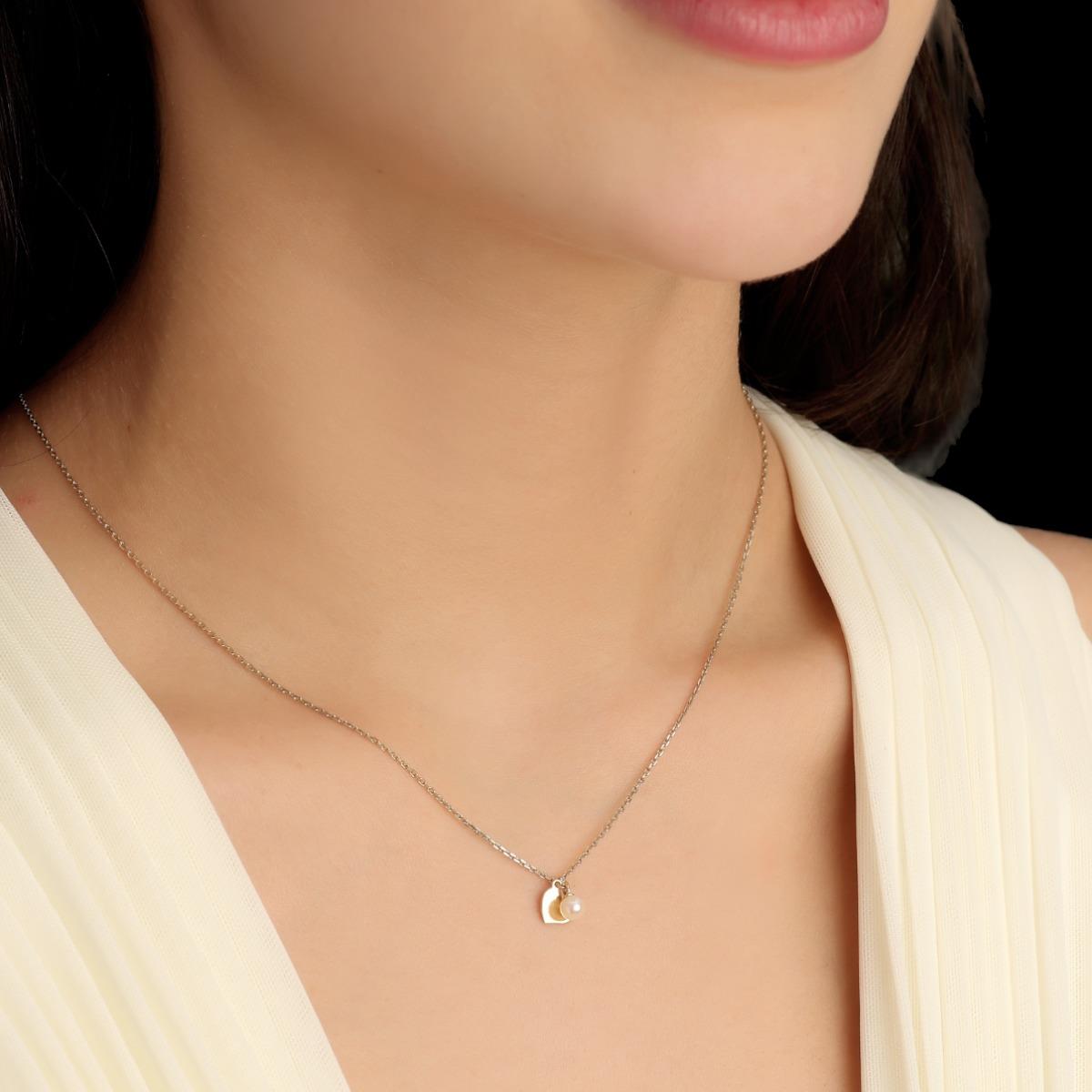 İncili Kalp Figürlü Altın Kolye KLA 124 01 00 00