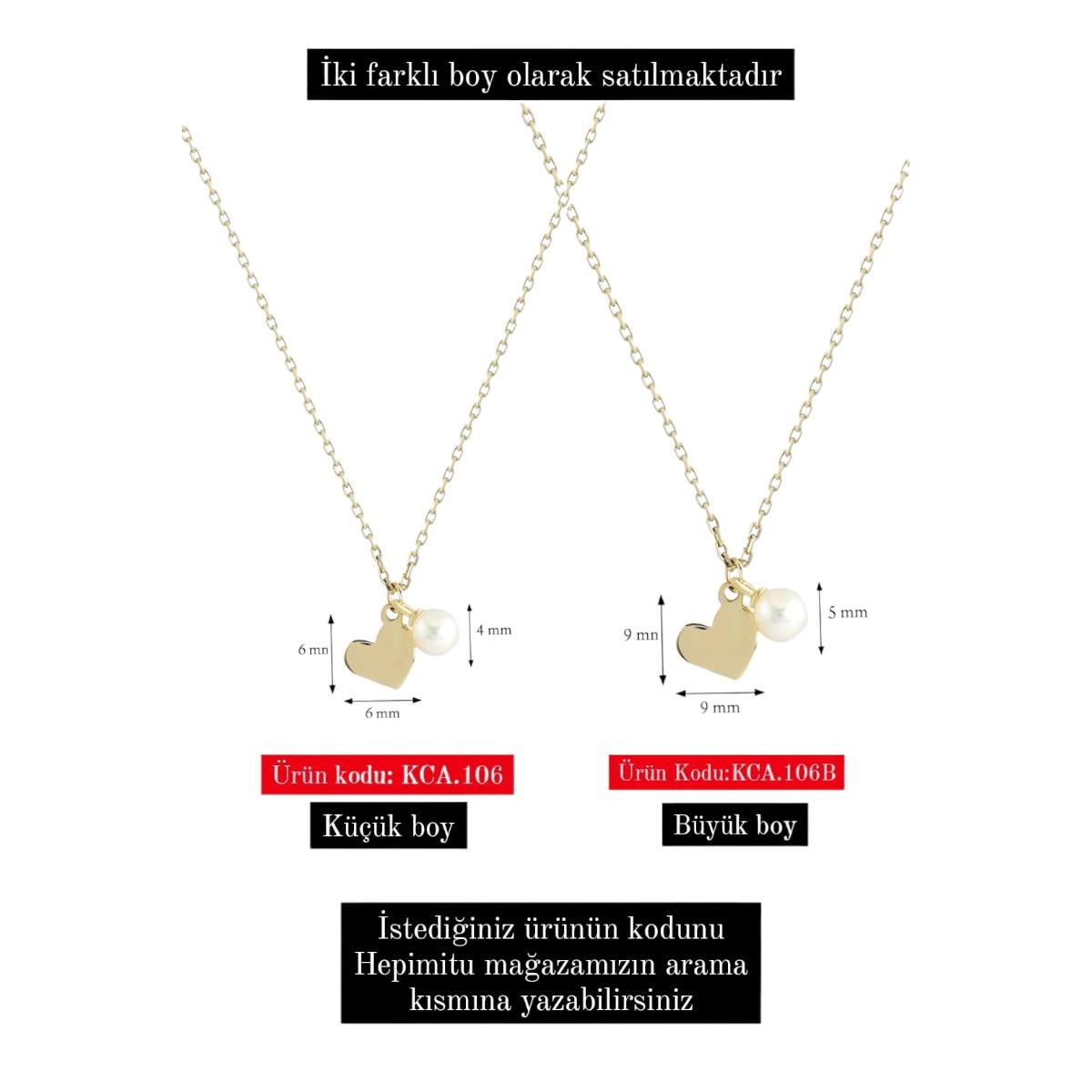 İncili Kalp Figürlü Altın Kolye KCA 106B 01 00 00