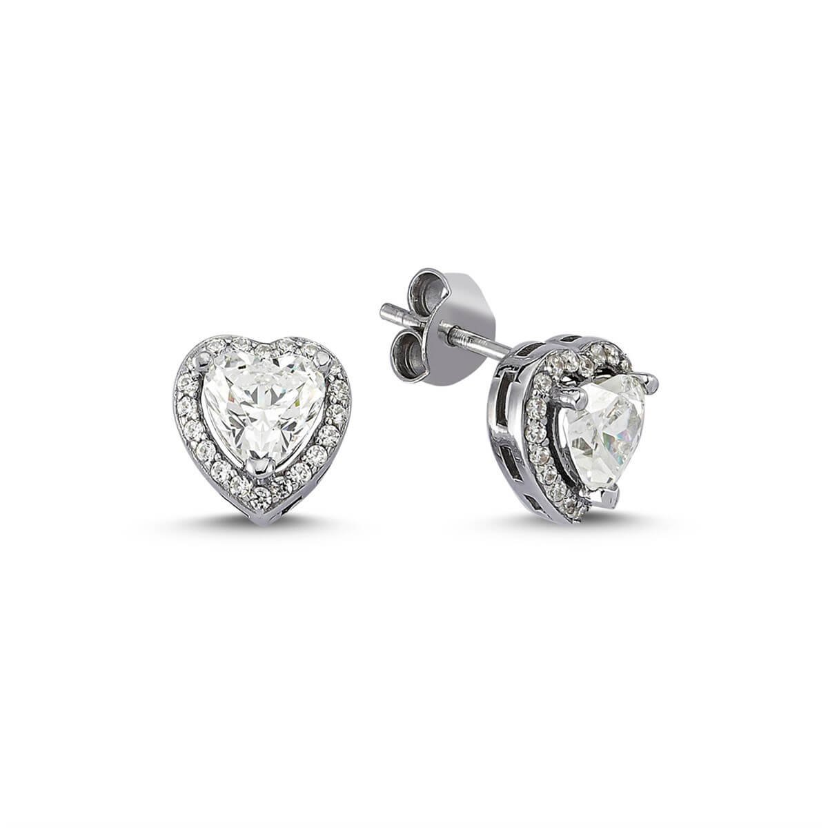 Kalpli Gümüş Swarovski Taşlı Küpe