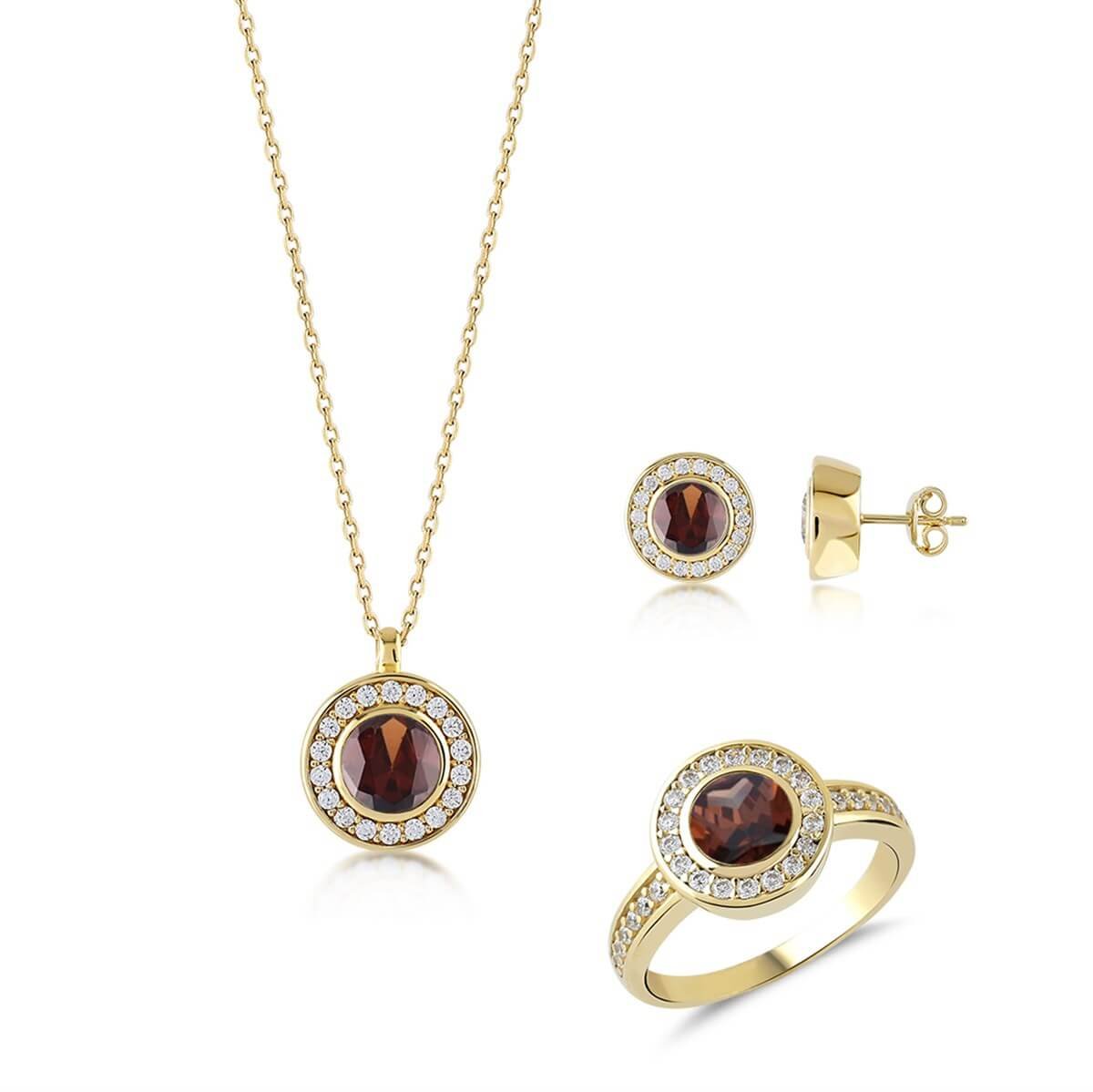 Kenar Taşlı Gümüş Fantezi Set